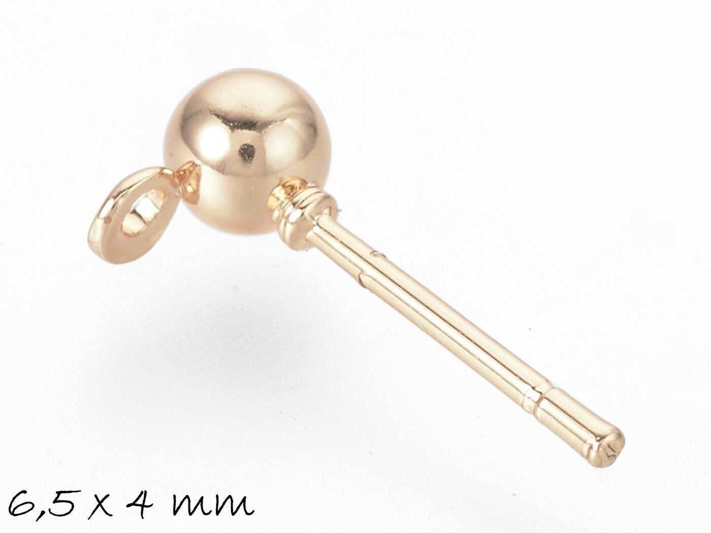 10 Stück Ohrstecker mit Kugel und Öse aus Edelstahl, 6,5 x 4 mm, rosegold