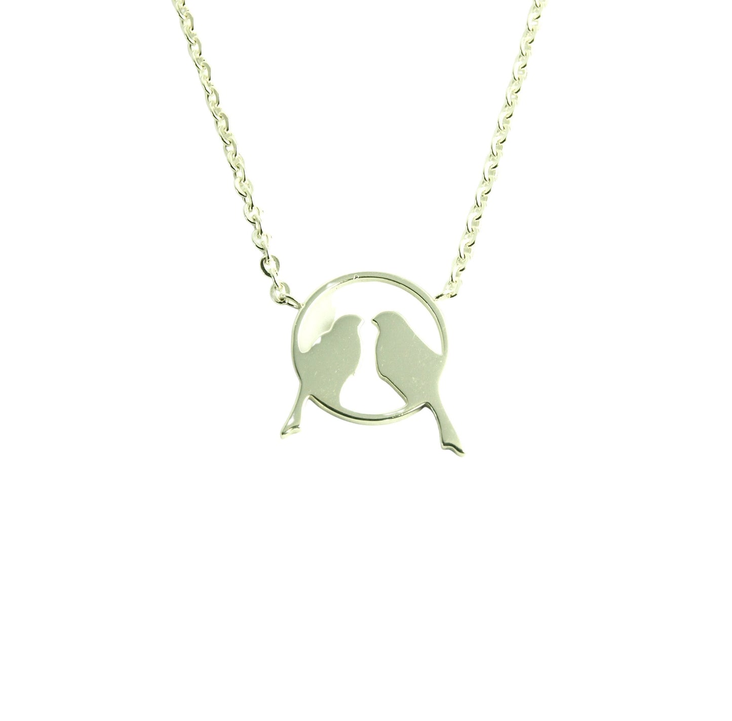 Kette Vögel auf Zweig Paar Liebe Freundschaft Edelstahl Anhänger silbern