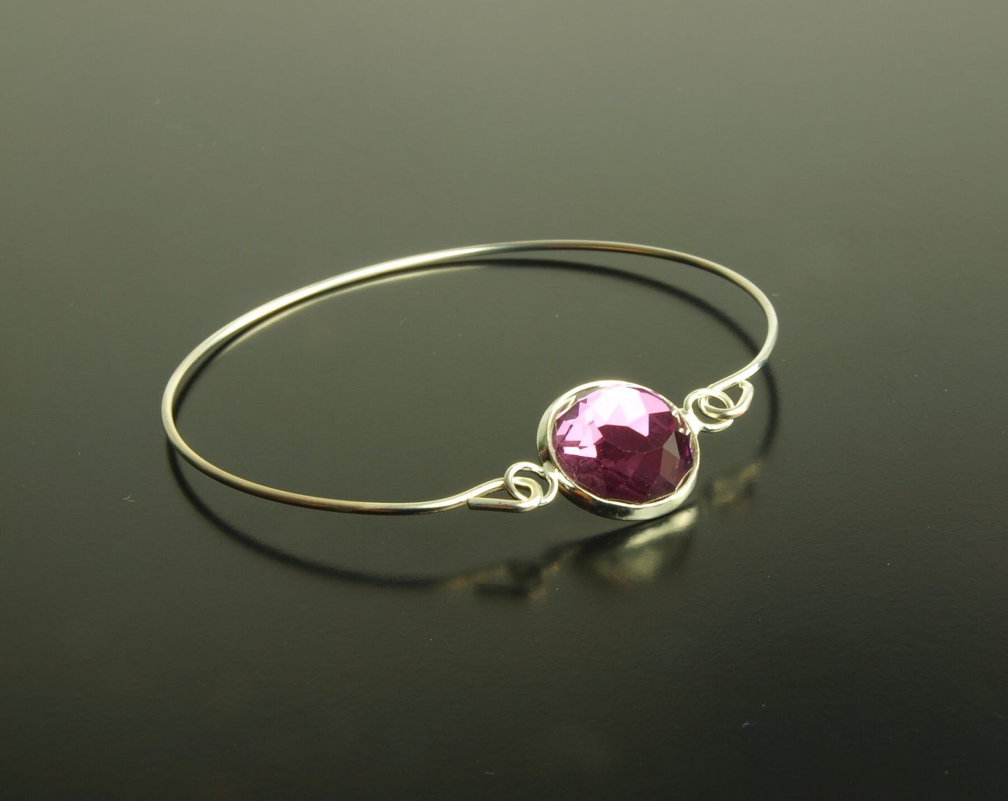 Armreif facettierter Cabochon Glas Spiralreif silber bronze Muster nach Wahl