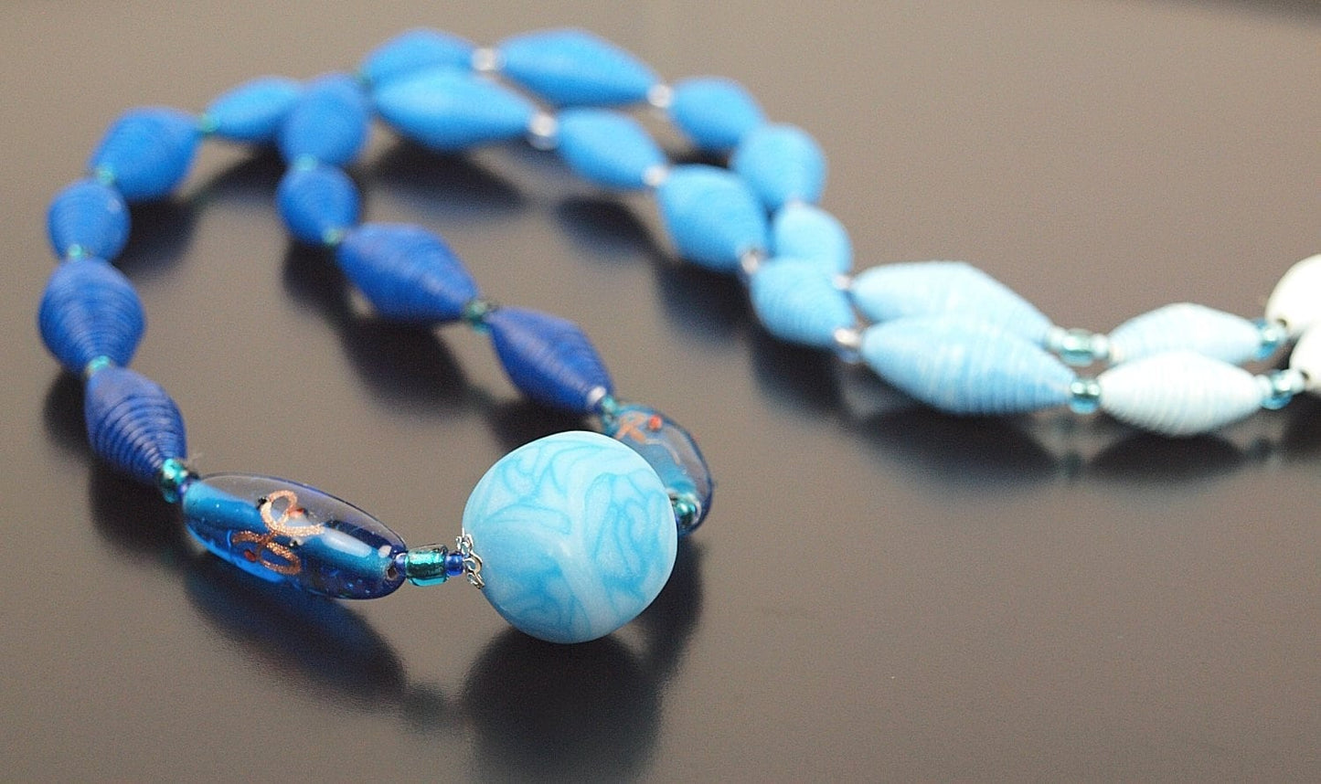 Kette Clay Perlen grün blau Perlenkette nach Wahl