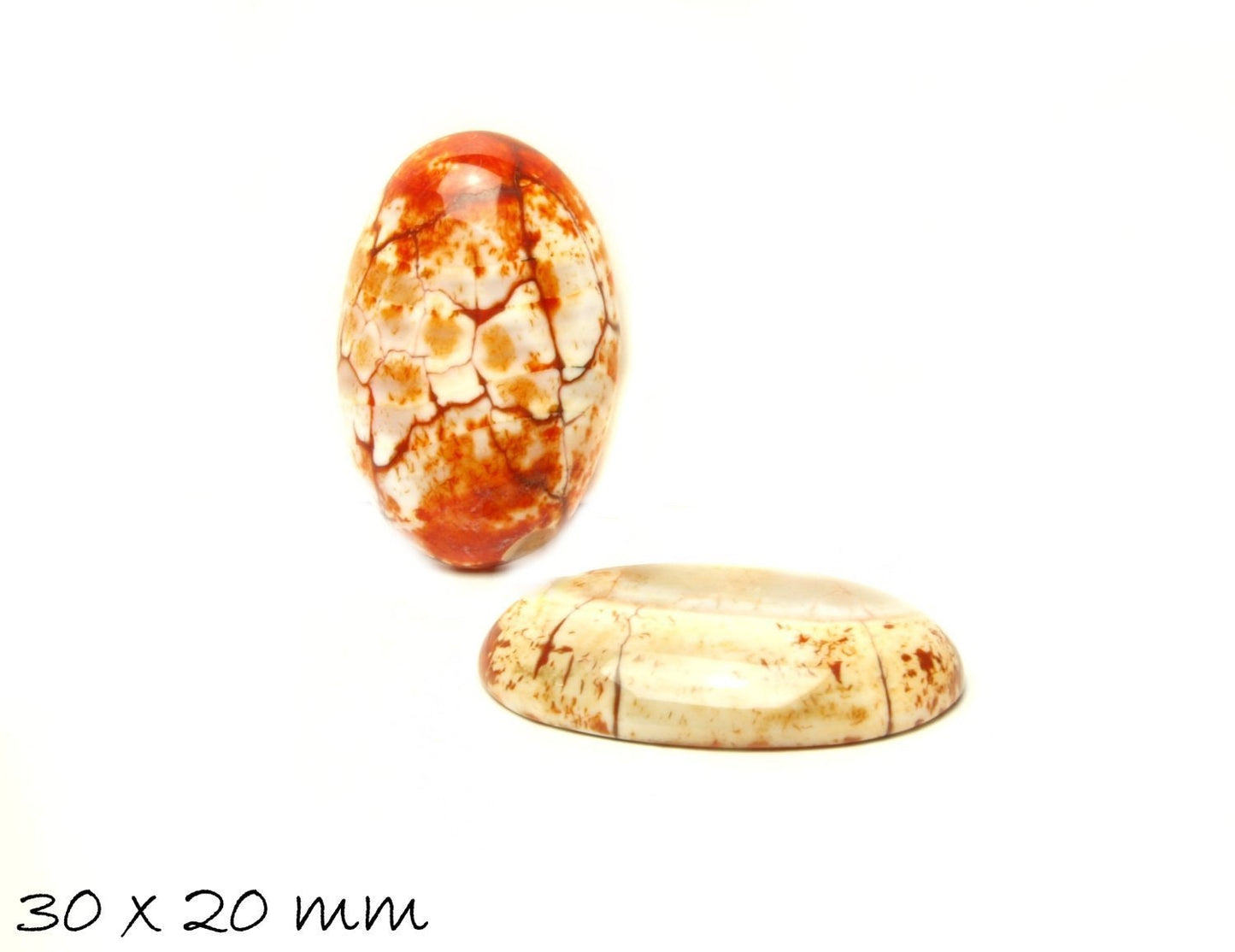 1 Stück Edelstein Cabochon, Feuerachat, 30 x 20 mm, orange