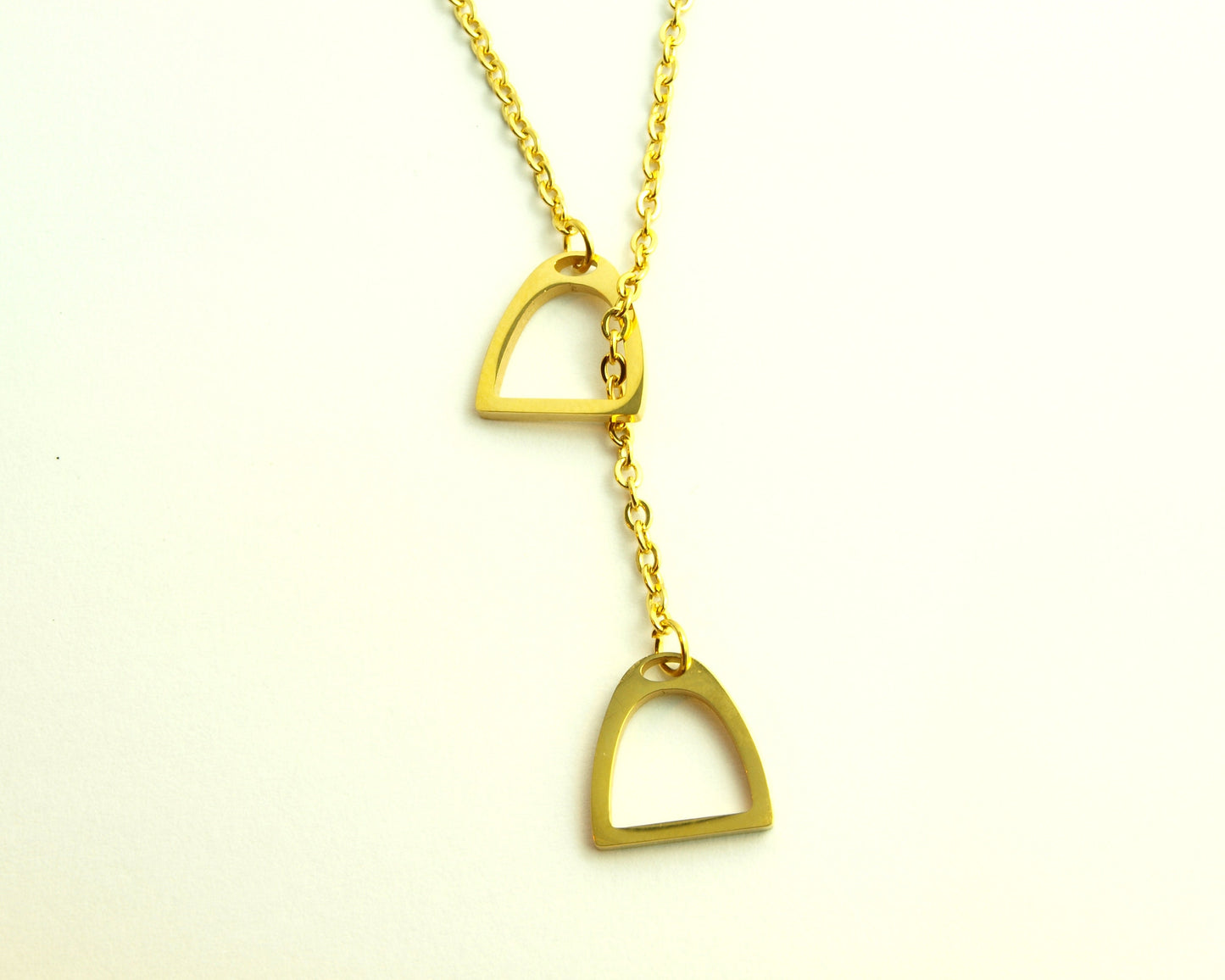 Kette Hufeisen Steigbügel Pferd Reiten Reiter Edelstahl Anhänger golden