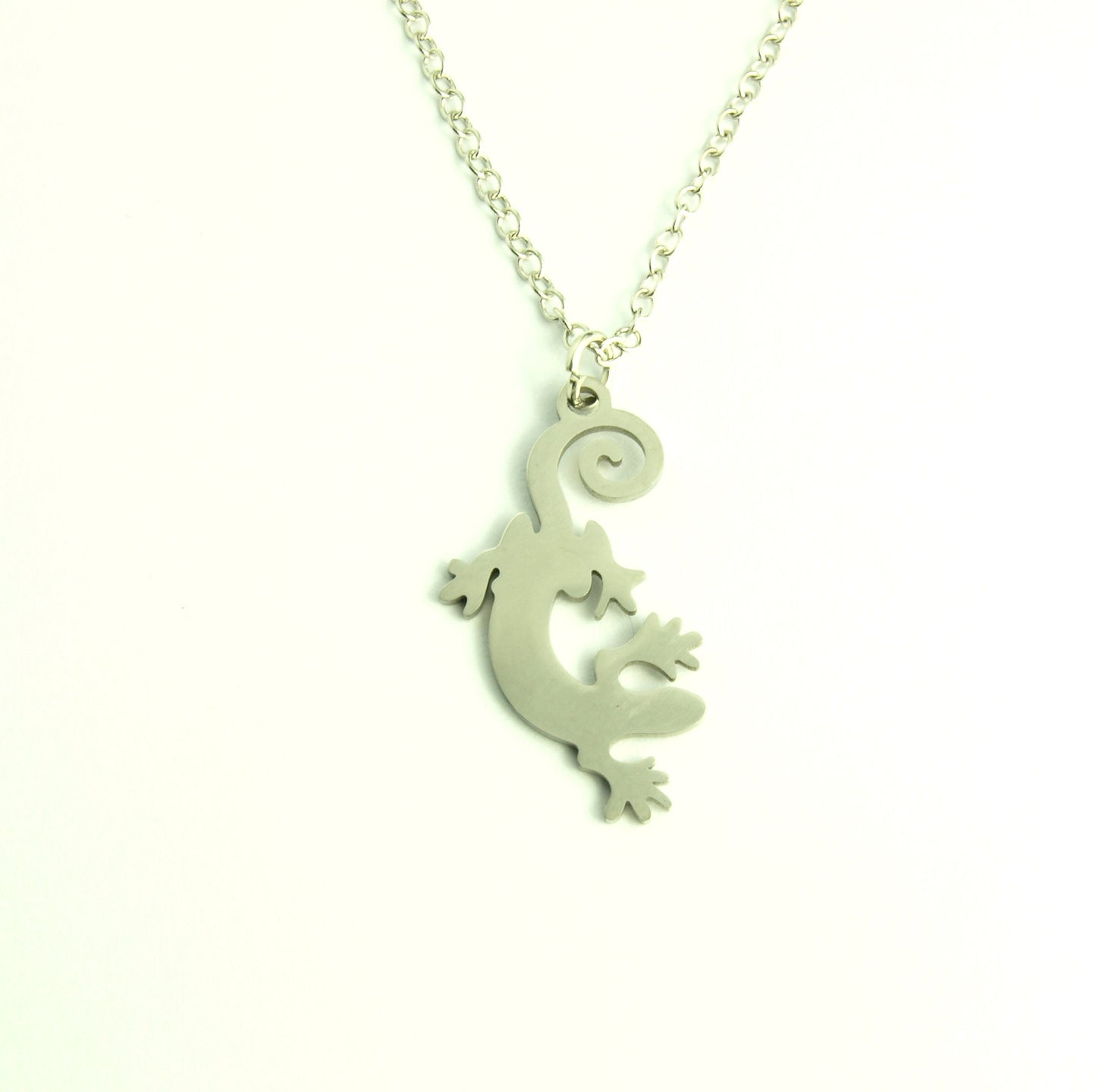 Kette Eidechse Salamander Edelstahl Anhänger silbern