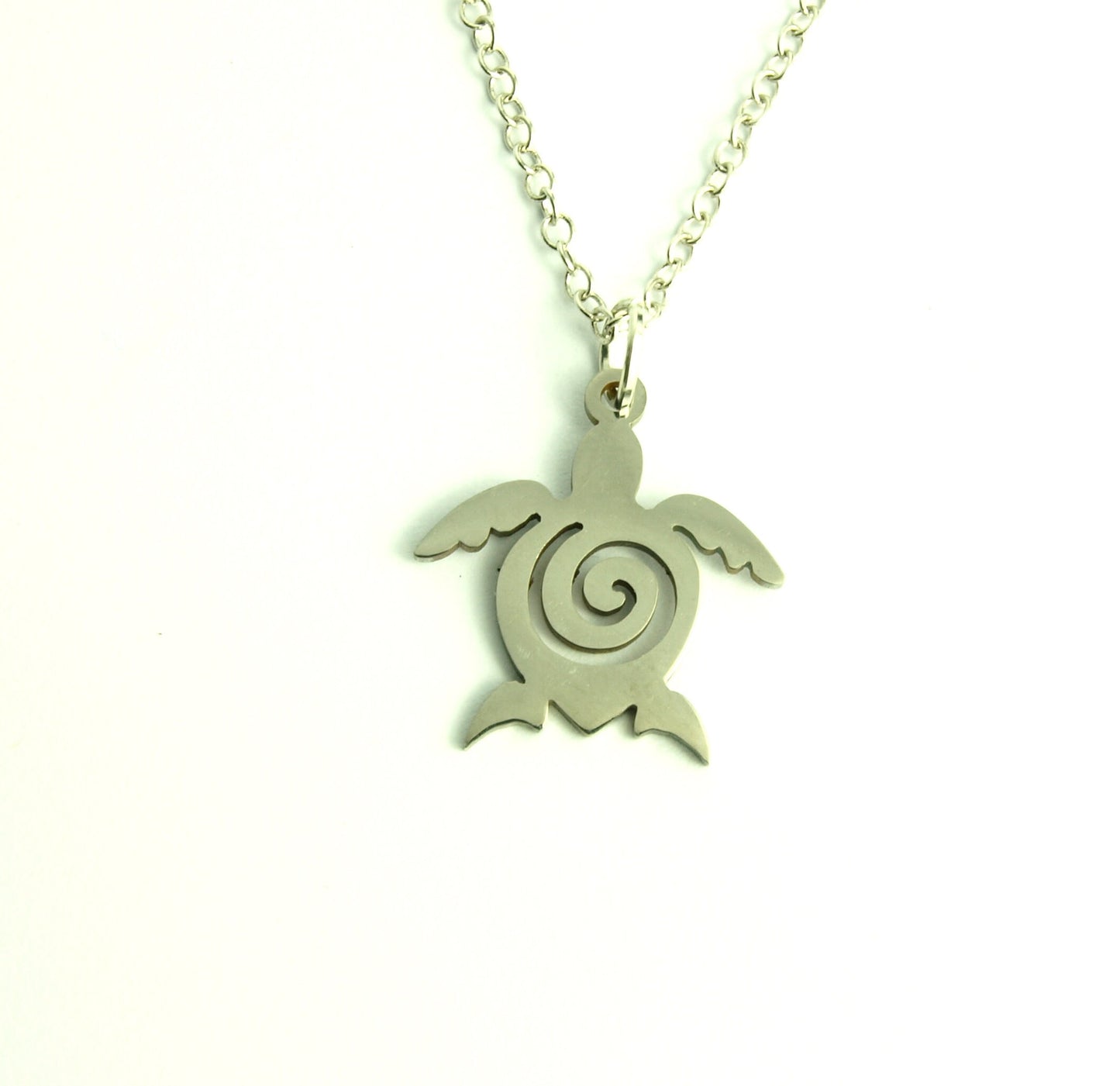 Kette Schildkröte Spirale Edelstahl Anhänger silbern
