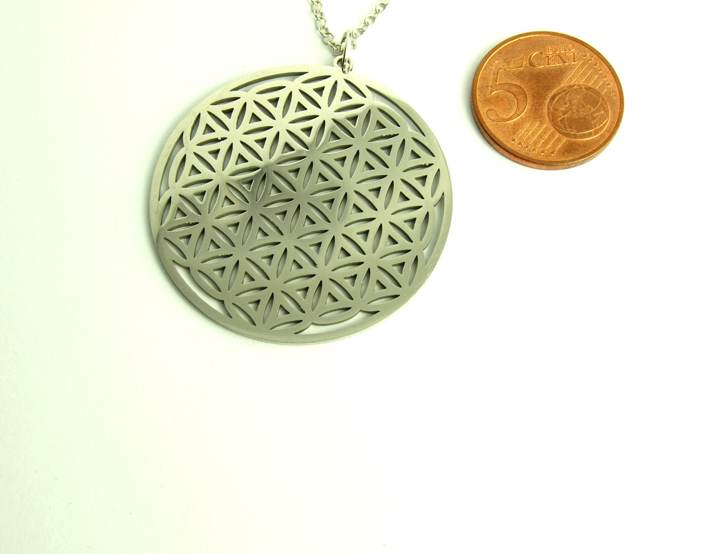 Kette Blume des Lebens Anhänger Edelstahl silbern Blüte