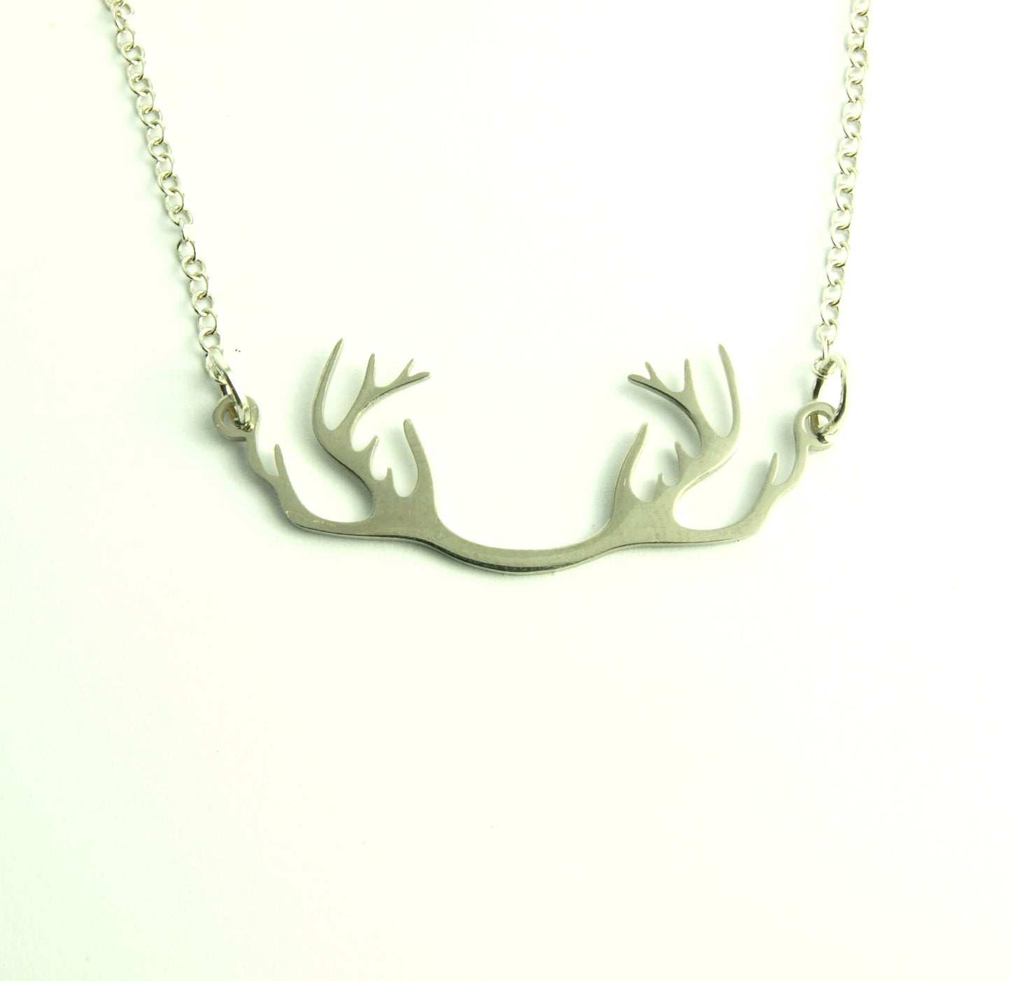 Kette Hirsch Geweih Trachten Schmuck Jäger Jagd Edelstahl Anhänger silbern