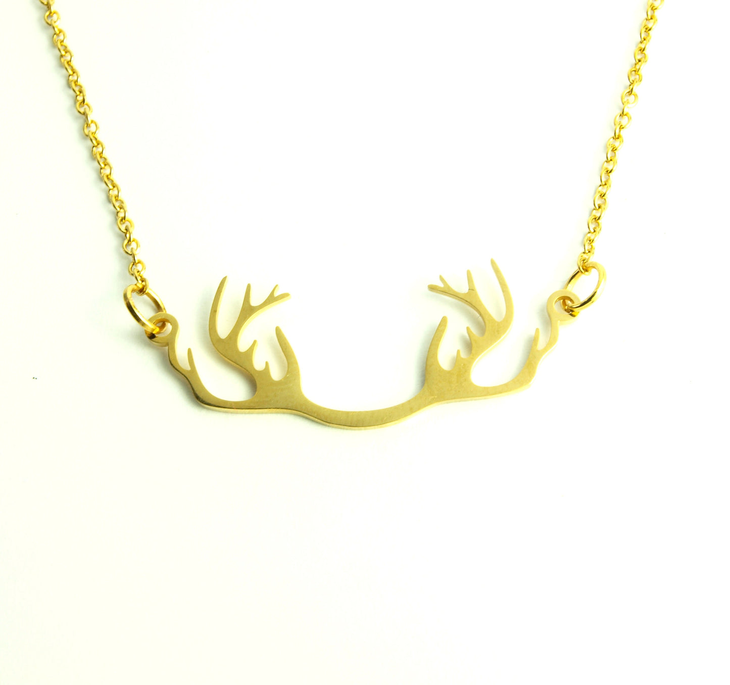 Kette Hirsch Geweih Trachten Schmuck Jäger Jagd Edelstahl Anhänger golden