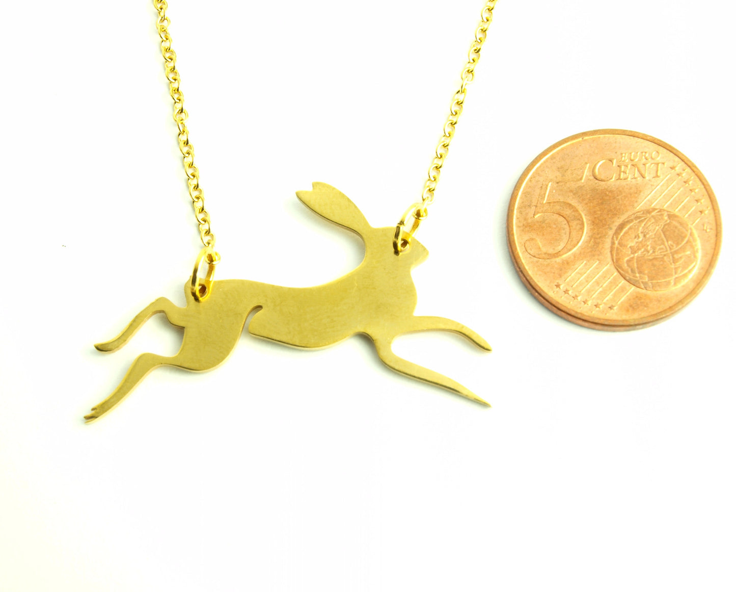 Kette Hase Kaninchen Wald Natur Edelstahl Anhänger golden