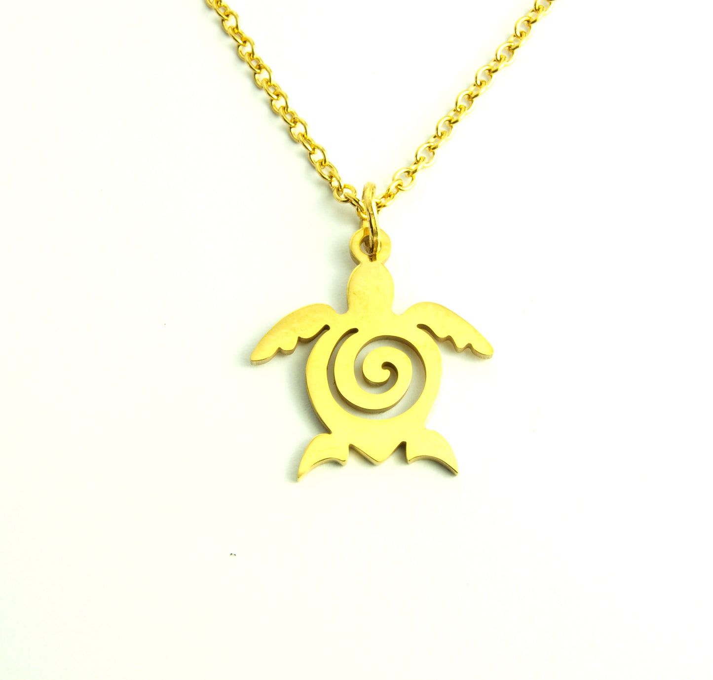 Kette Schildkröte Spirale Edelstahl Anhänger golden
