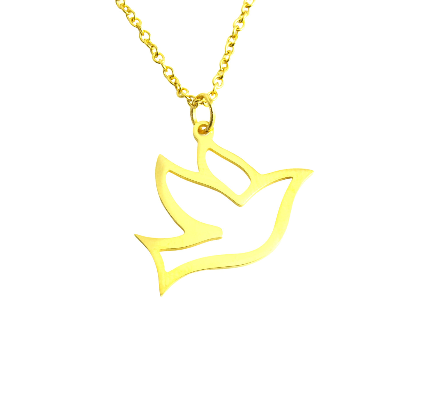 Kette Friedenstaube Vogel Taube Edelstahl Anhänger golden