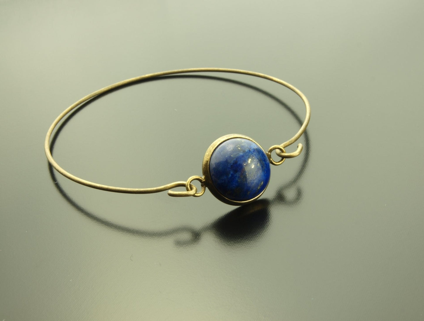 Armreif blauer Achat Lapislazuli Aquamarin Türkis Armband Edelstein Cabochon Perle