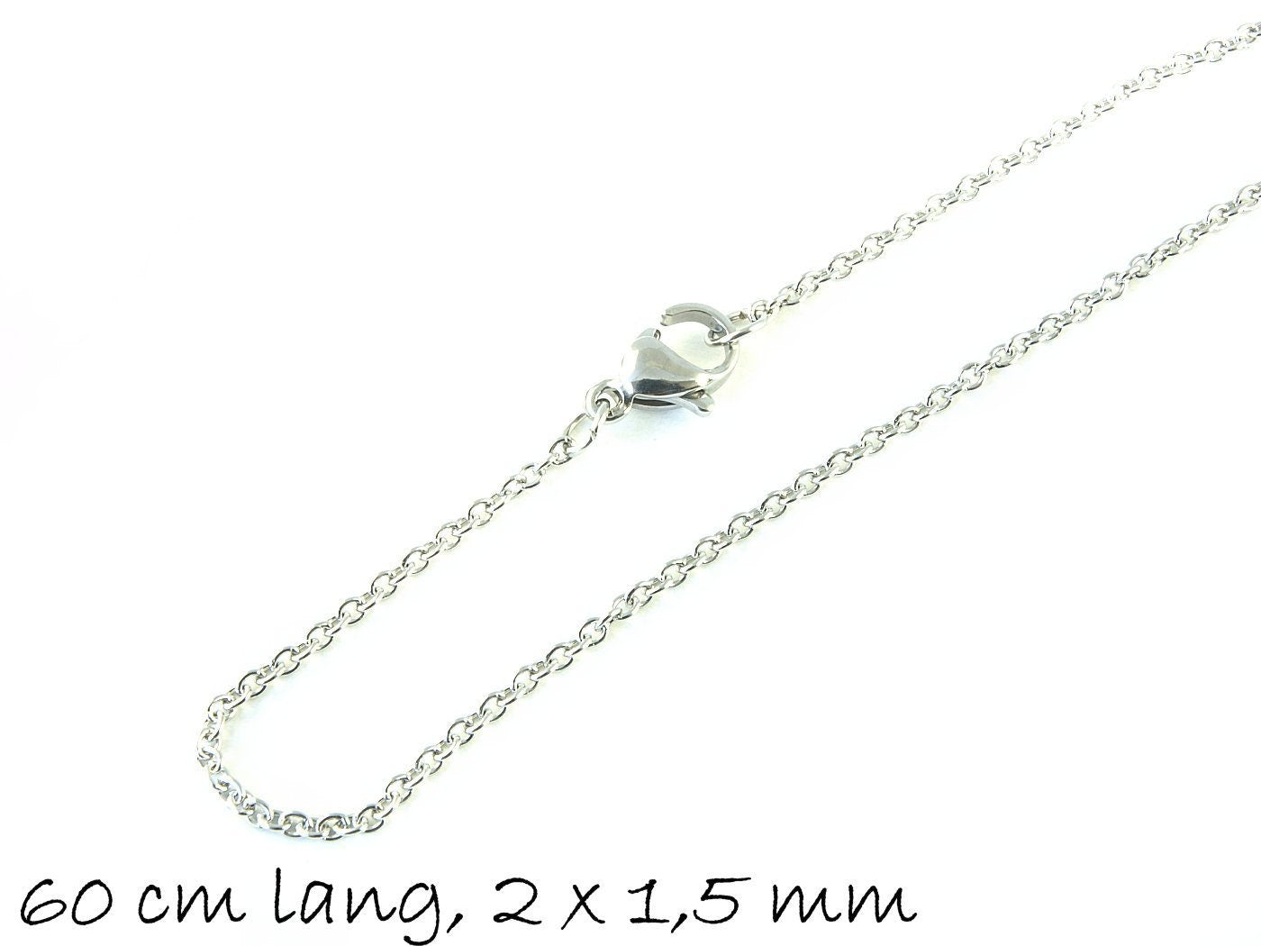 Fertige Gliederkette Edelstahl, platin-silber, 60 cm lang, 2 x 1,5 mm