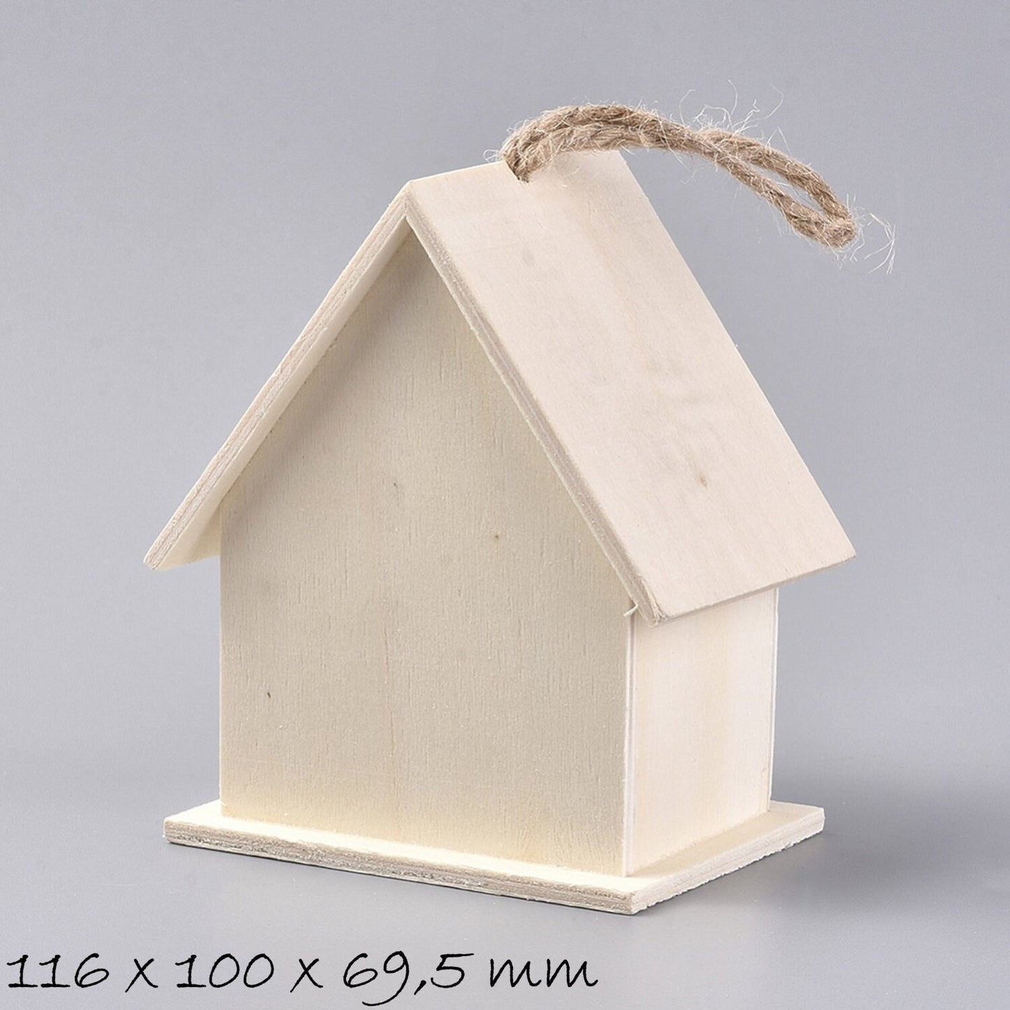 Kleines Vogelhäuschen zum Bemalen, natur, 116 x 100 x 69,5 mm