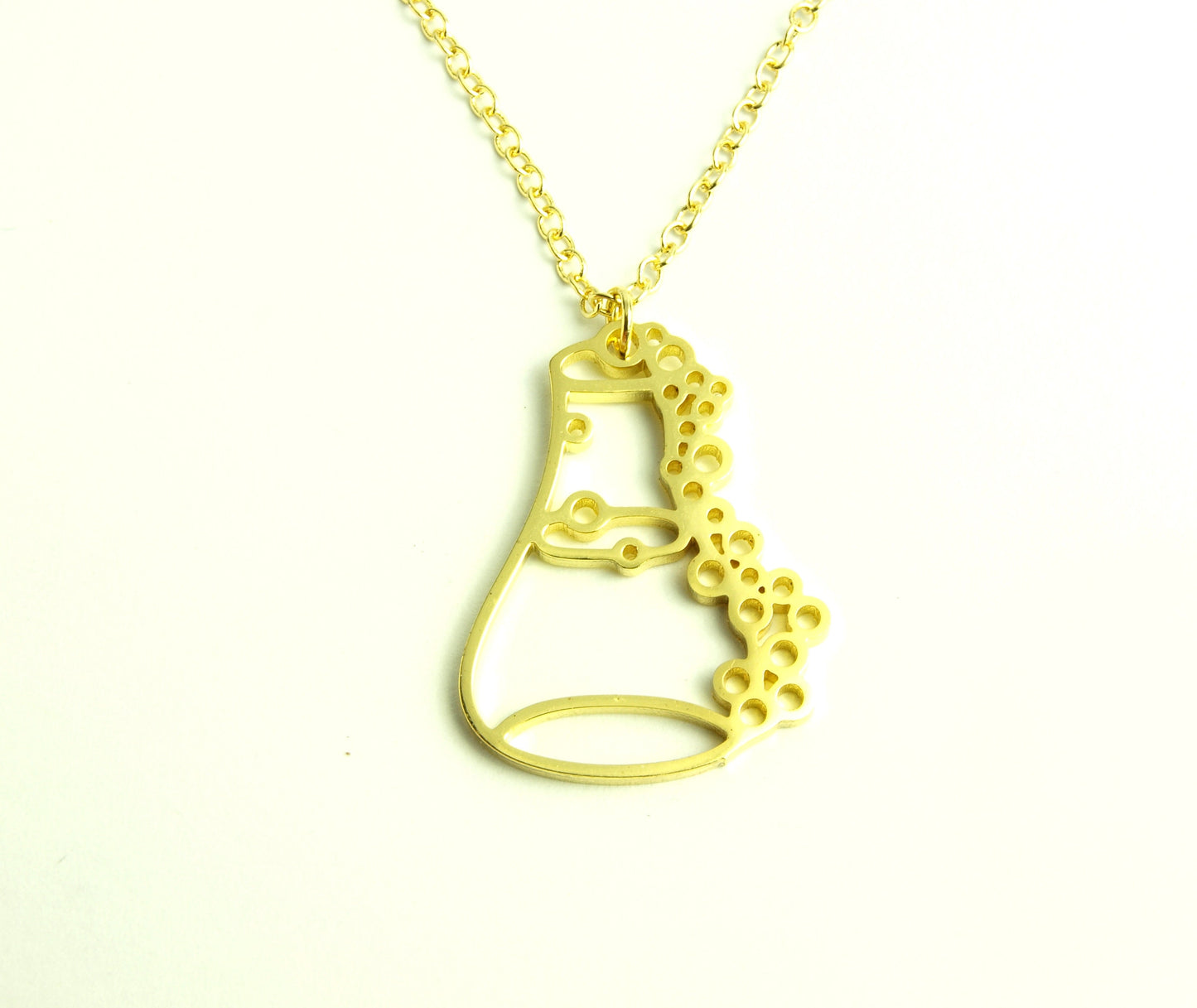 Kette Flasche Chemie Erlenmeyer Kolben Anhänger golden