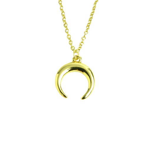 Kette Mond Sichel Himmel Nacht Horn Anhänger golden
