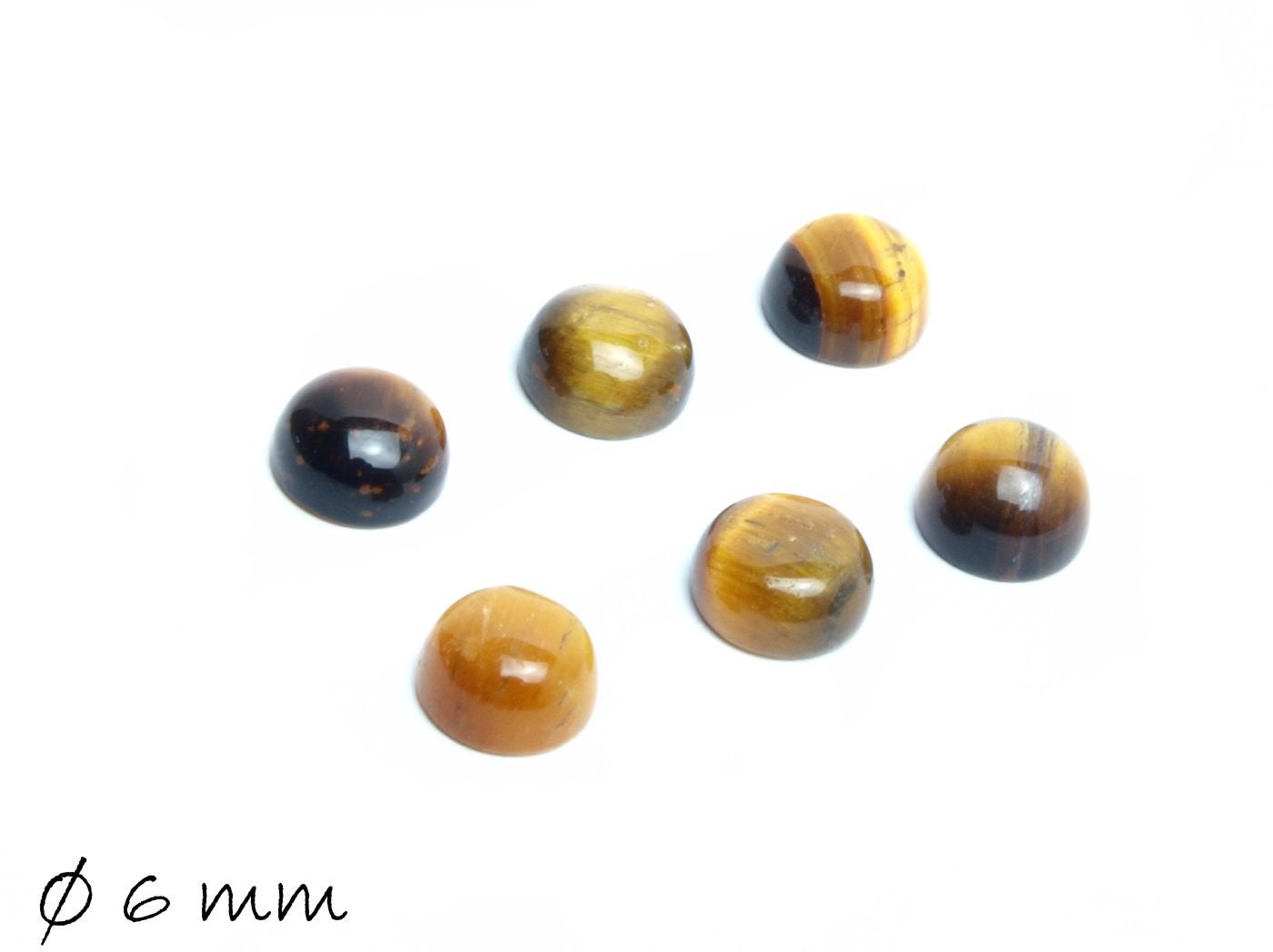 2 Stück Edelstein Cabochons, Tigerauge, Ø 6 mm