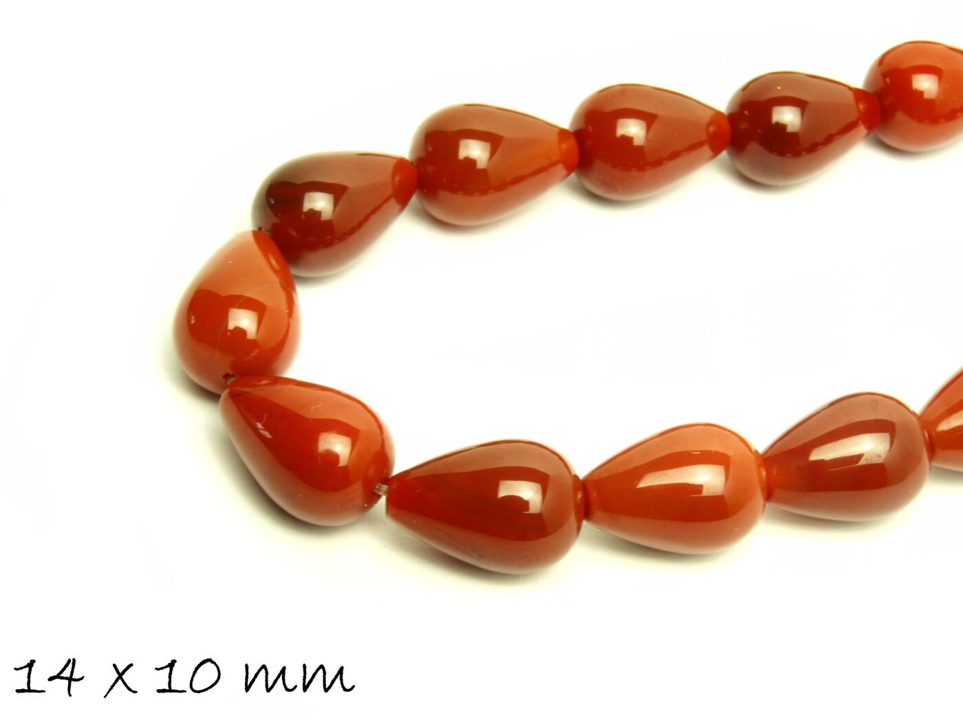 6 Stück Jadeperlen, Edelstein, Tropfen, rot-braun, 14 x 10 mm