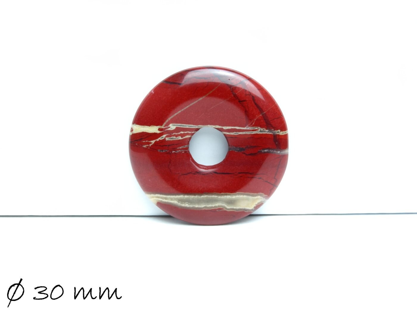 1 Stück Edelstein Donut Anhänger, Roter Jasper Ø 30 mm