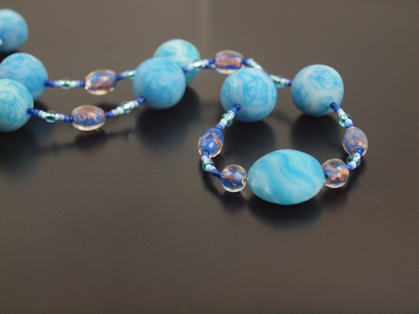Kette Clay Perlen grün blau Perlenkette nach Wahl