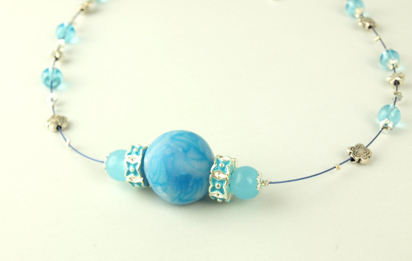 Kette Clay Perlen grün blau Perlenkette nach Wahl