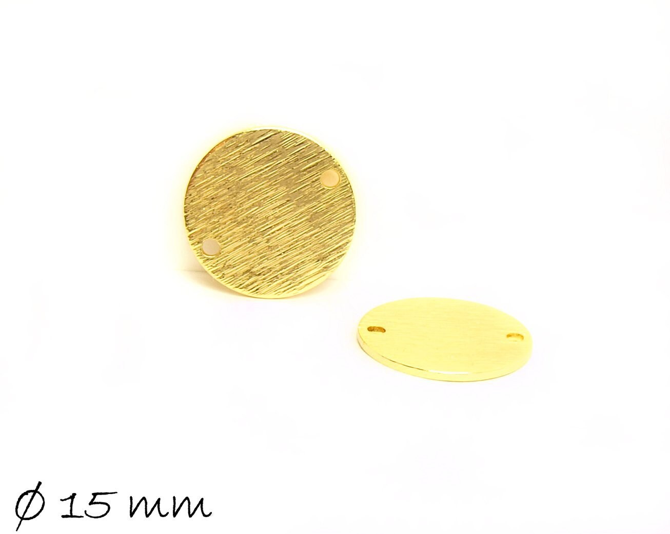 6 Stück Verbinder Stempel Messing, vergoldet Ø 15 mm
