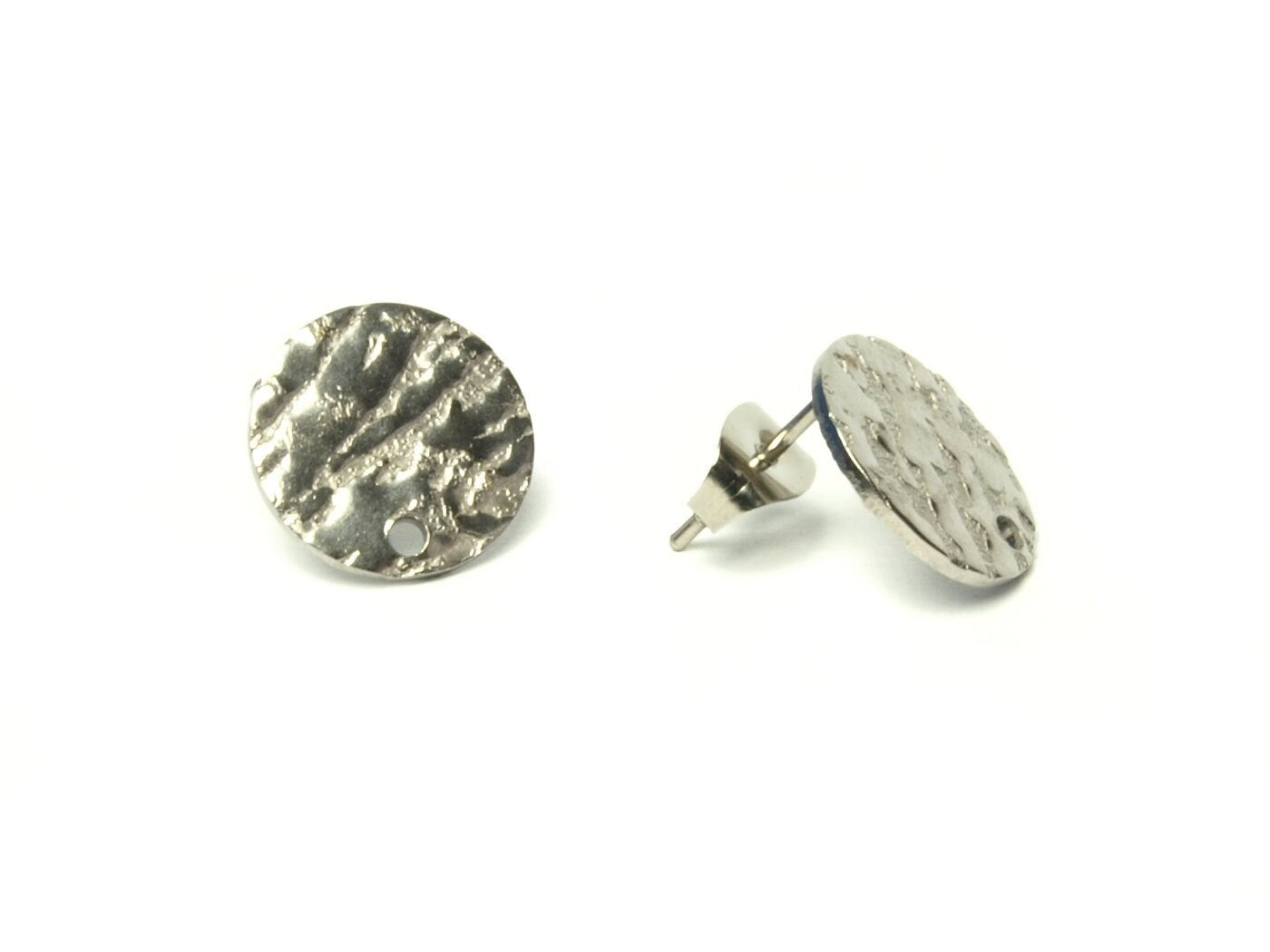 10 Stück Ohrstecker Edelstahl mit Scheibe, silbern, Scheibe, Ohrringe, Ø 12 mm