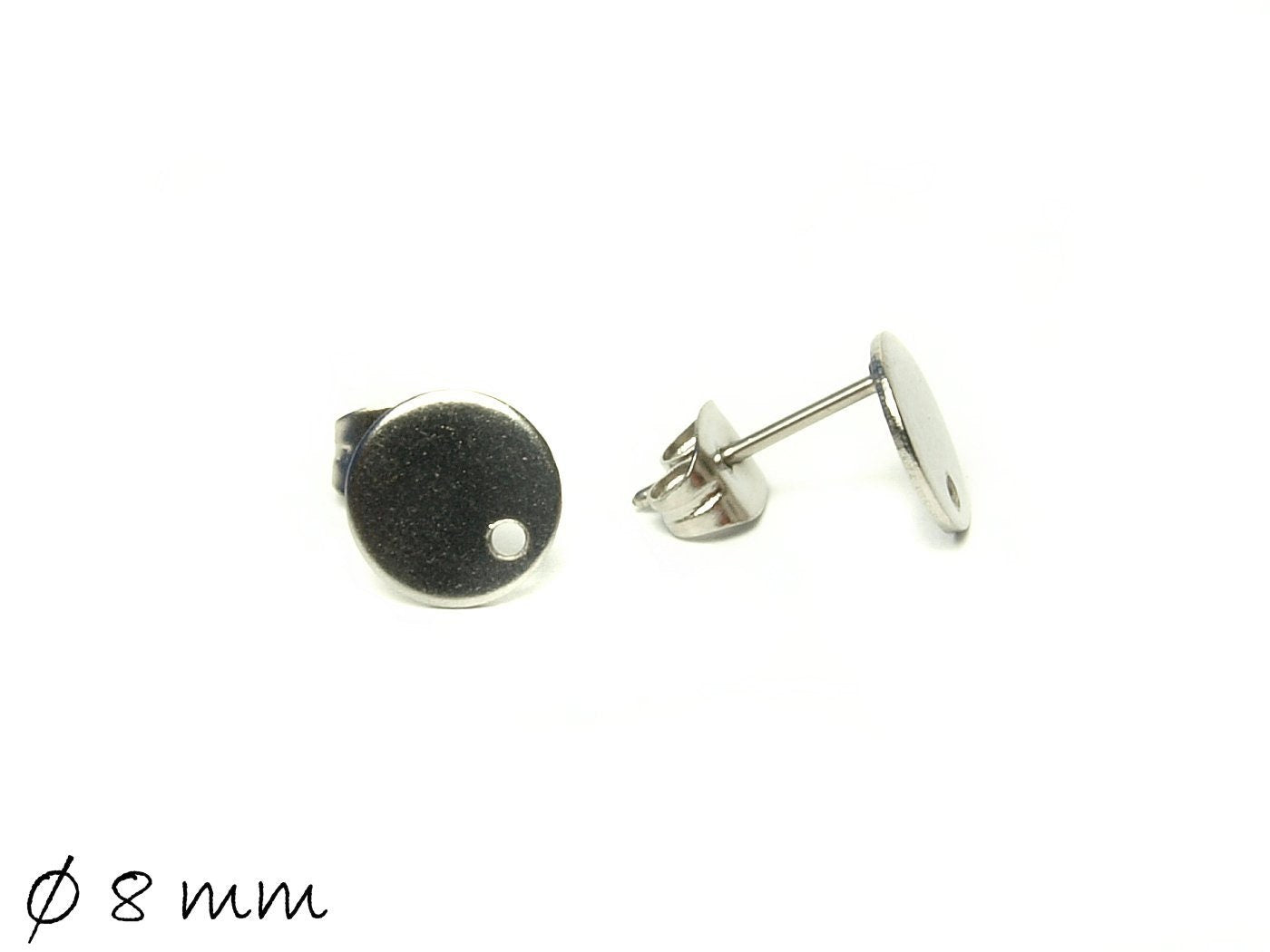 10 Stück Ohrstecker mit Öse Edelstahl, silber, rund, Scheibe, Ohrringe