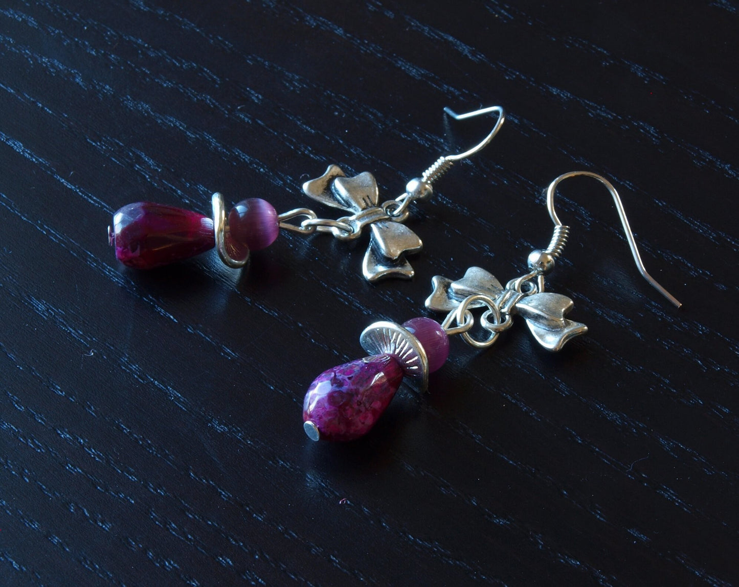 Ohrringe Perlen nach Wahl Jade Aventurin Koralle Achat rosa pink grün Blume Blüte Schleife
