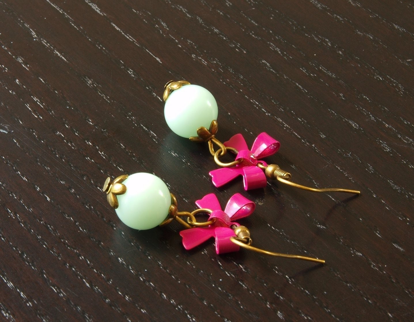 Ohrringe Perlen nach Wahl Jade Aventurin Koralle Achat rosa pink grün Blume Blüte Schleife
