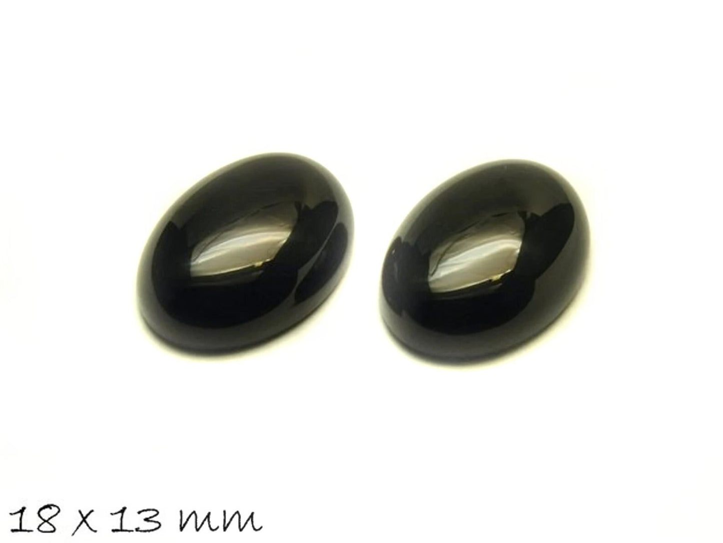 2 Stück Edelstein Cabochons, oval, schwarzer Achat, 18 x 13 mm