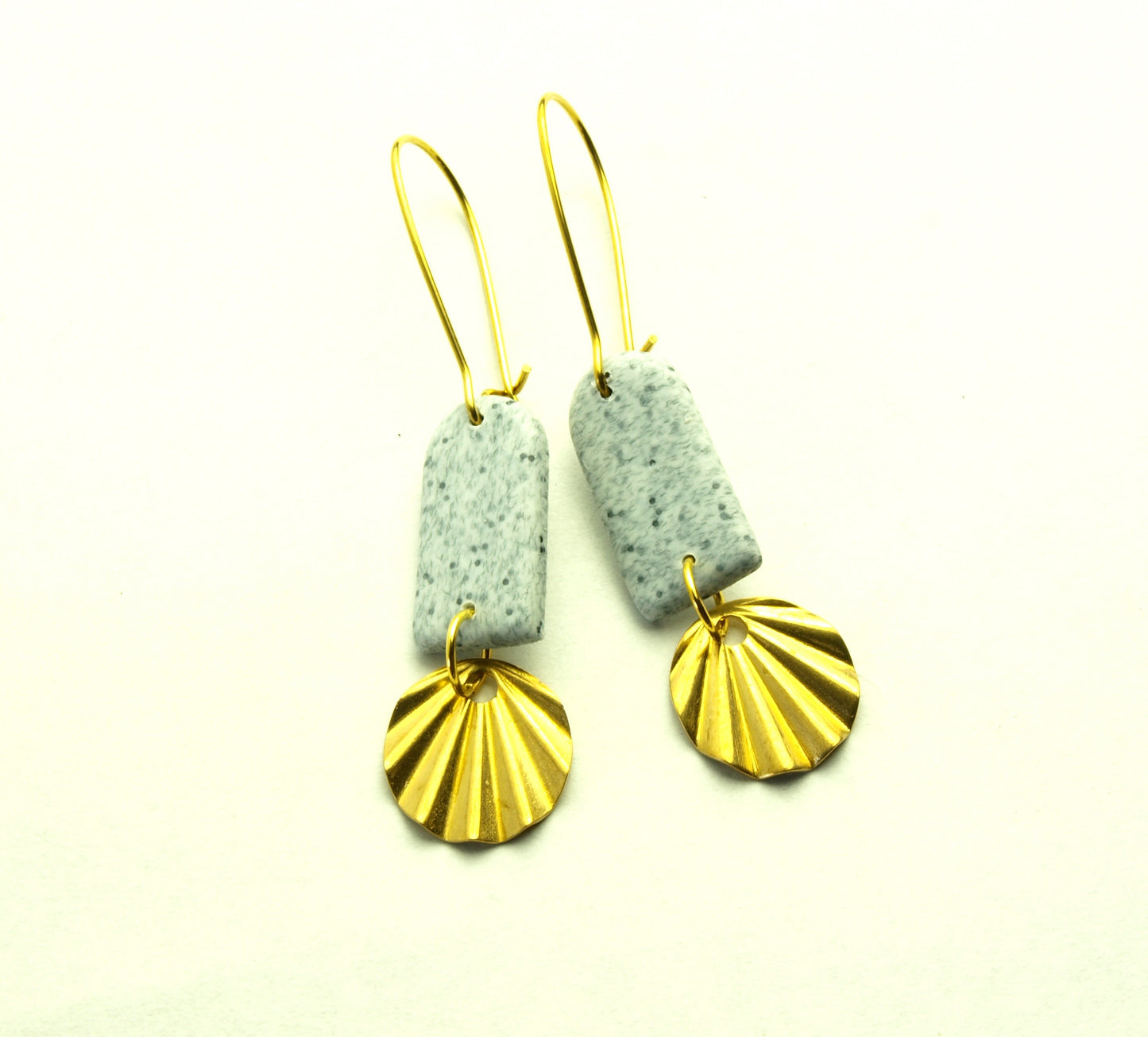 Statement Ohrringe Polymer Clay Stein Optik Marmor grau golden Scheibe