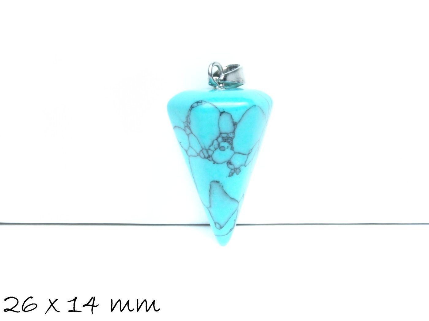 1 Anhänger Edelstein synthetischer Türkis (blau), Spitze, 26 x 14 mm