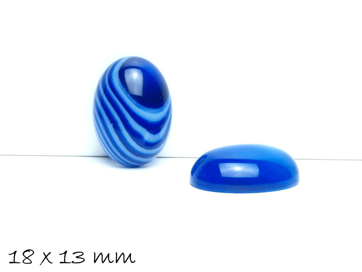 2 Stück Edelstein Cabochons, oval, Achat, 18 x 13 mm, blau