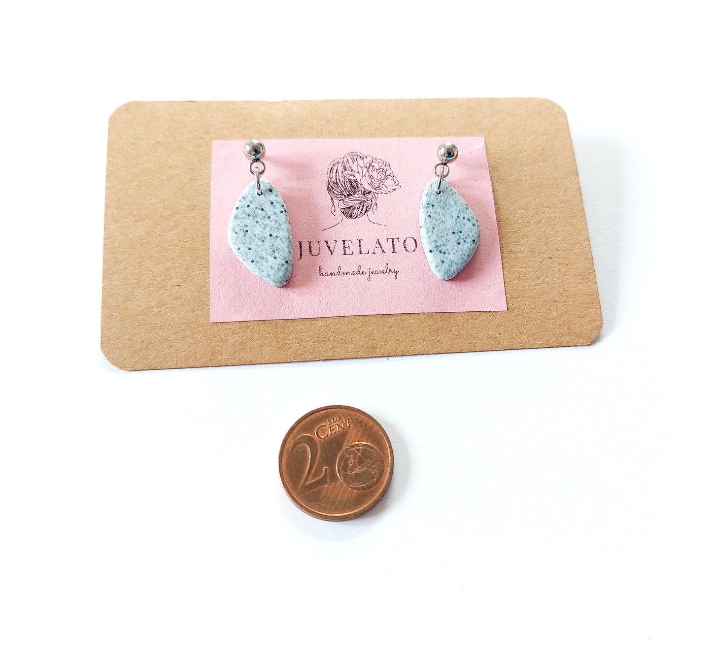 Ohrringe Dreieck Polymer Clay Stein Optik Marmor grau silbern