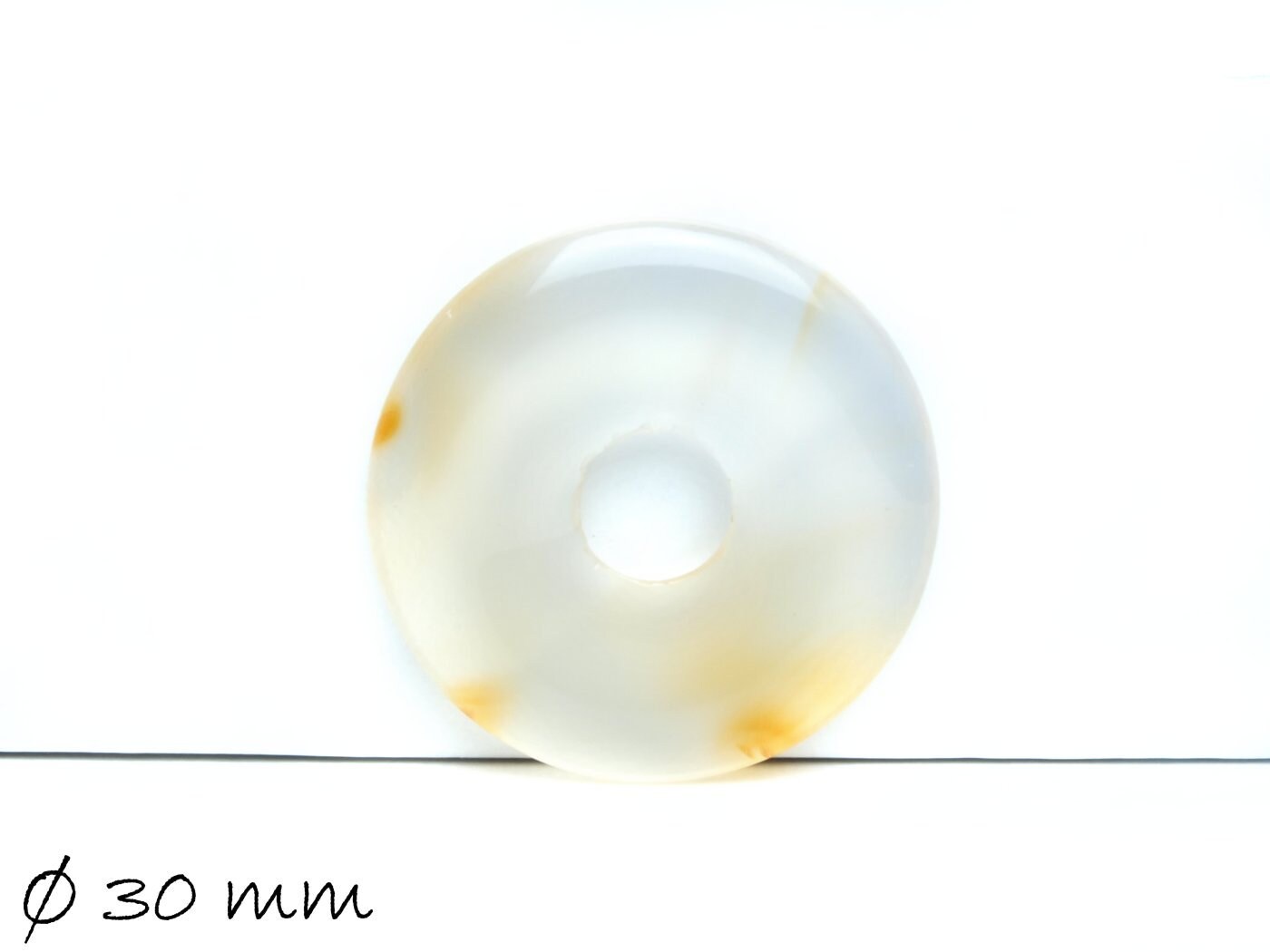 1 Stück Edelstein Donut Anhänger, Achat Ø 30 mm, grau-transparent