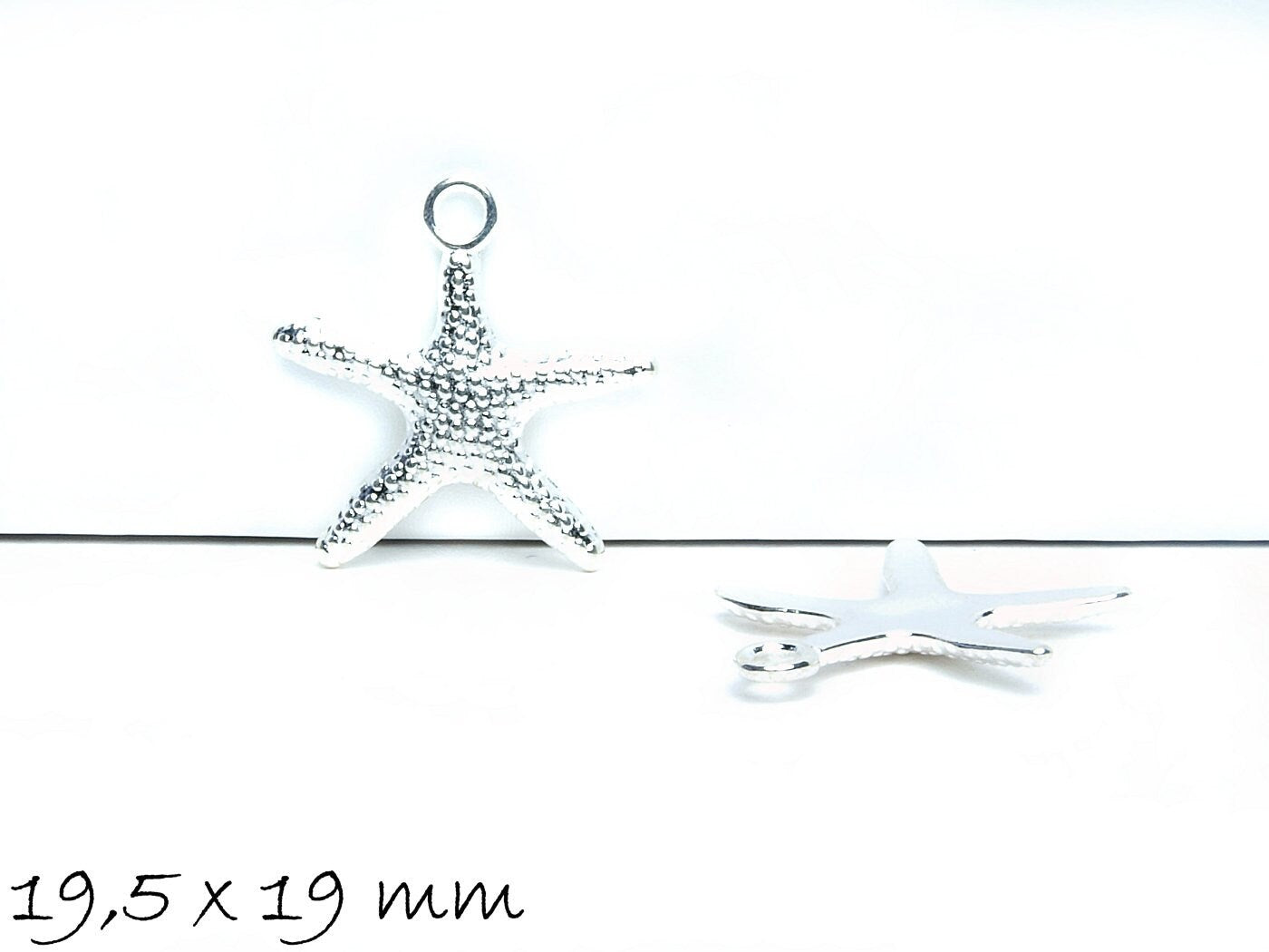 4 Stück Anhänger Seestern in silber 19,5 x 19 mm