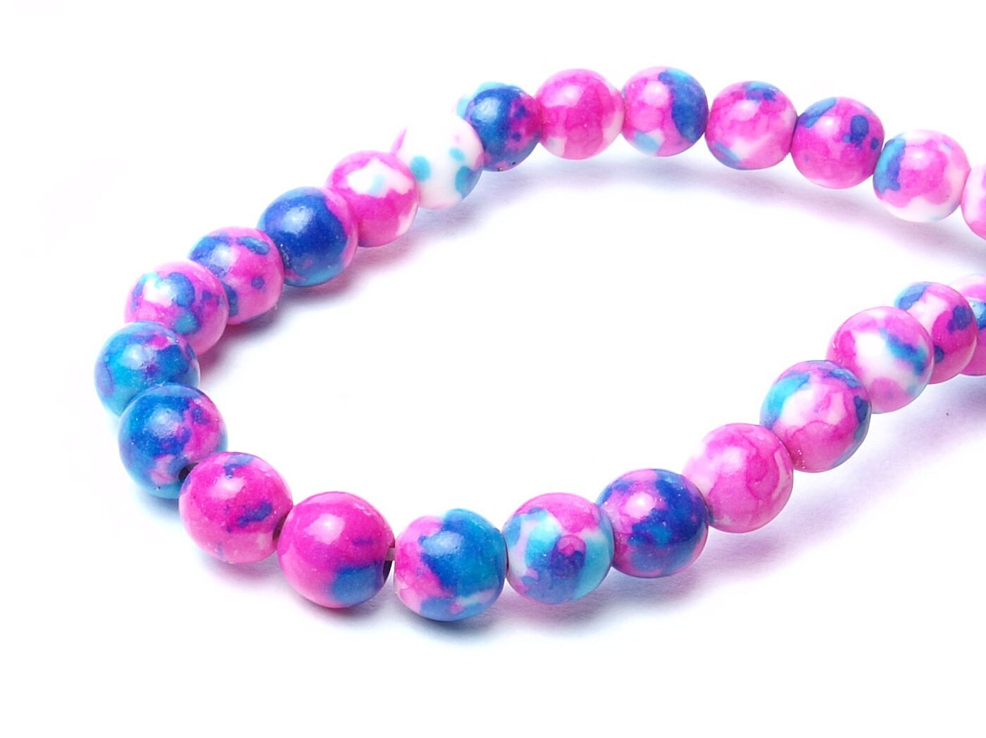 20 Stück Jadeperlen, verschiedene Farben, Ø 6 mm