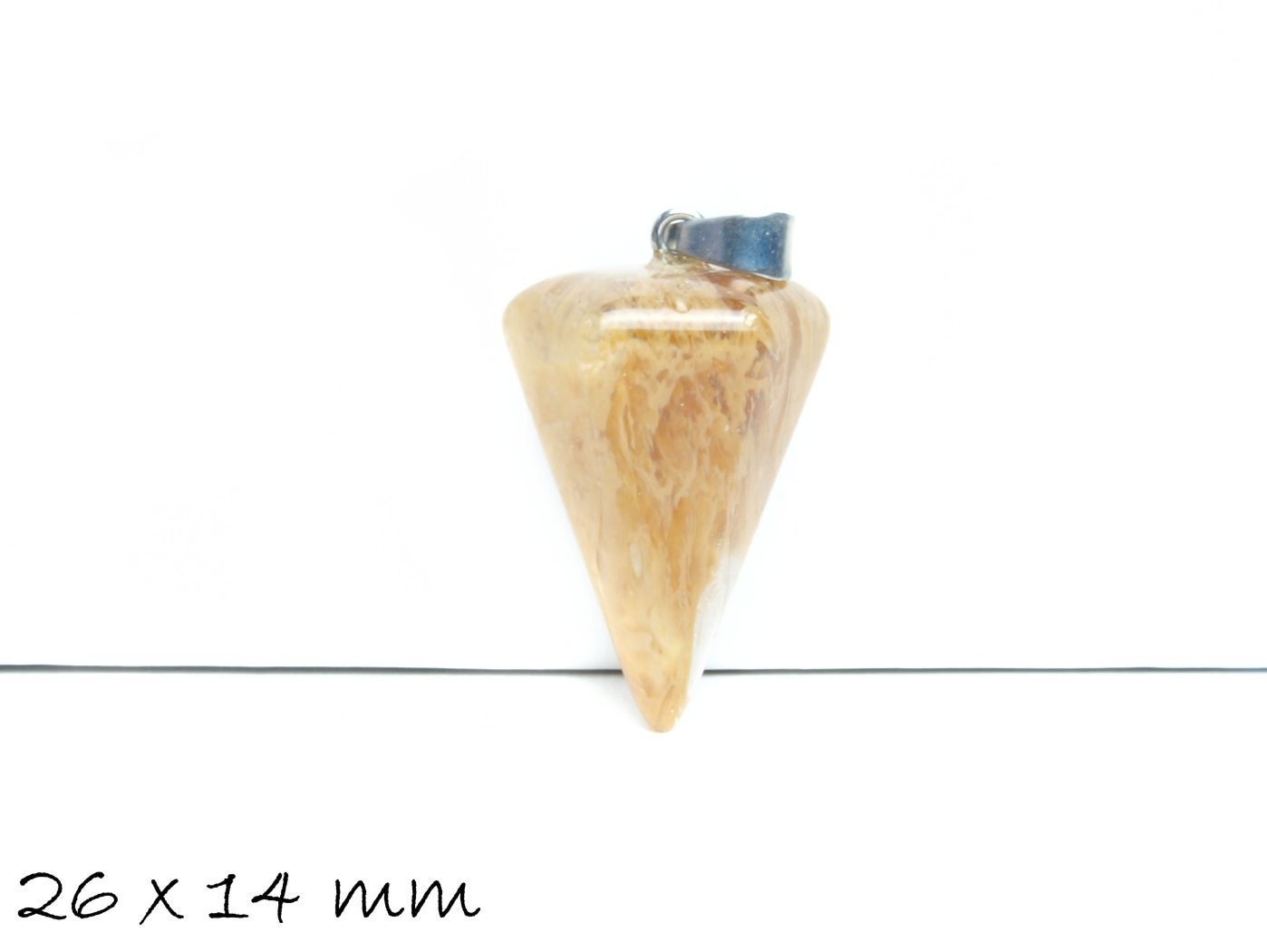1 Anhänger Edelstein synthetischer Smoky Quarz, Spitze, 26 x 14 mm