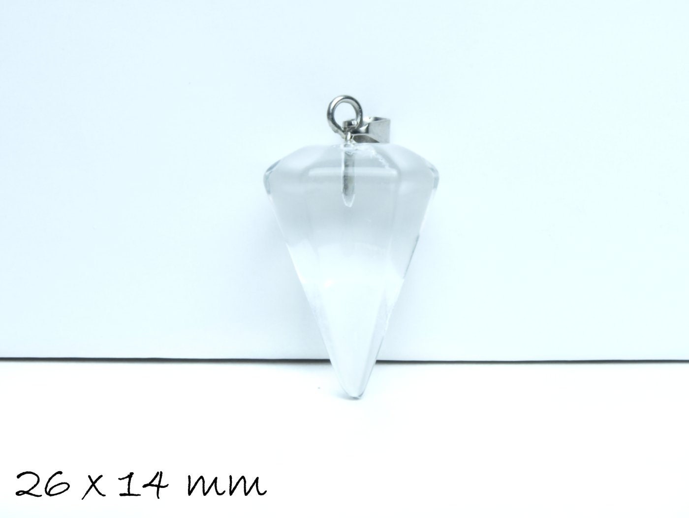 1 Anhänger Edelstein Kristall, Spitze, 26 x 14 mm