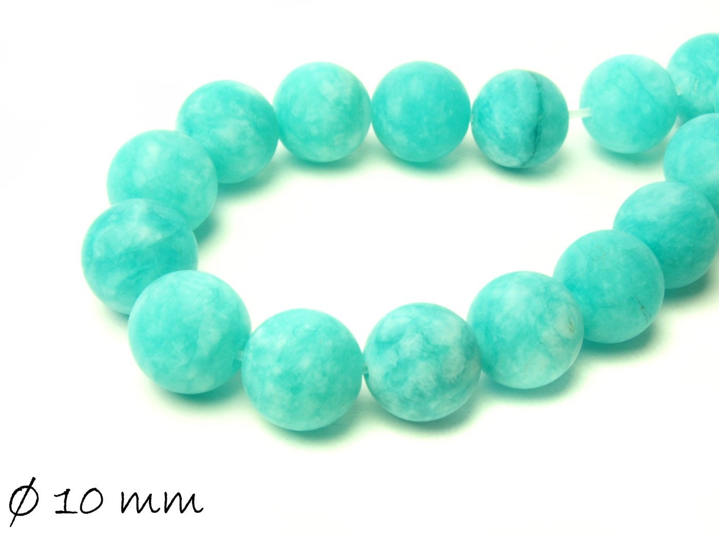 10 Stück gefrostete Malay Jadeperlen, Ø 10 mm, verschiedene Farben 2