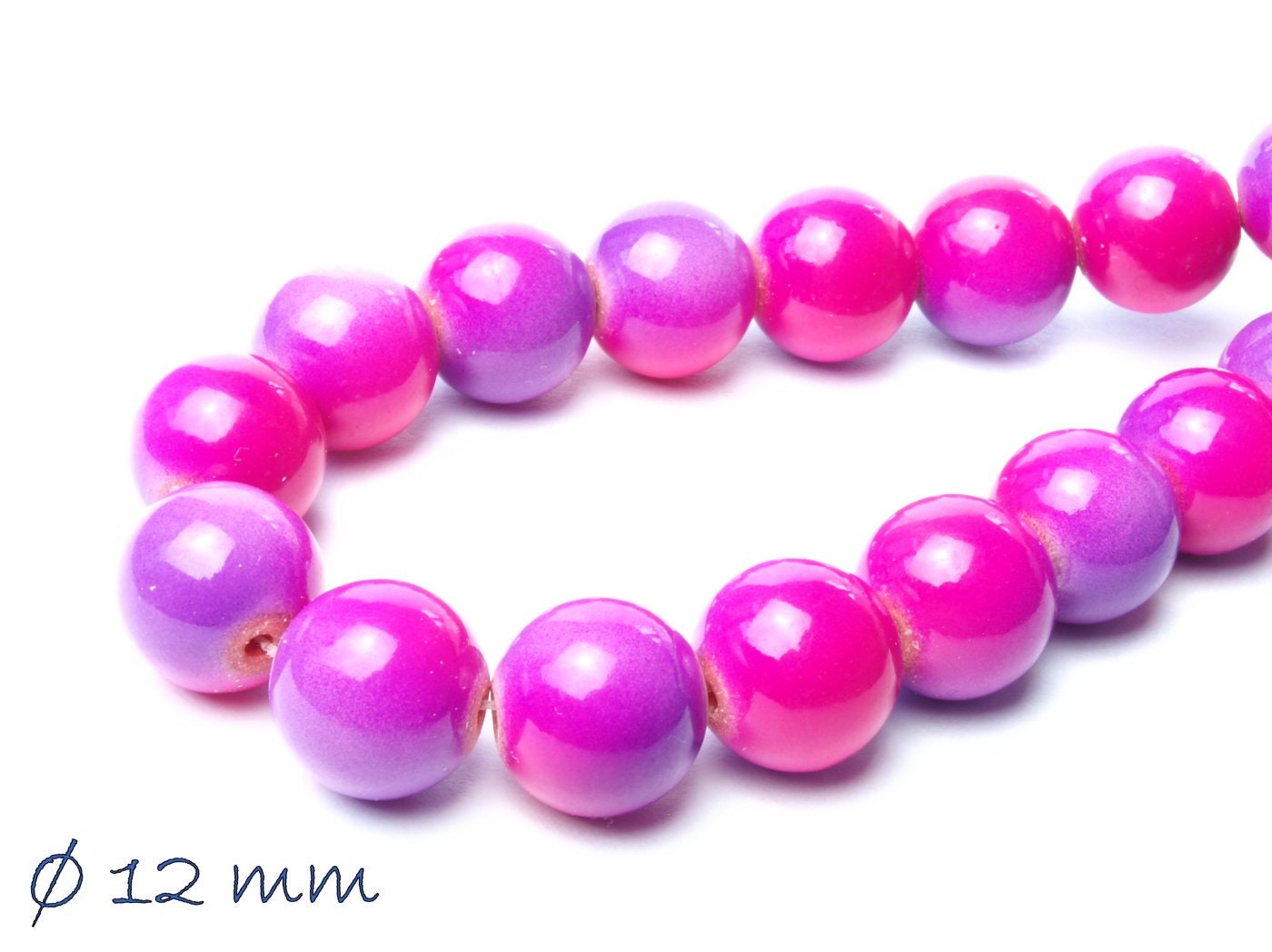 10 Stück natürliche Jadeperlen pink lila, Ø 12 mm