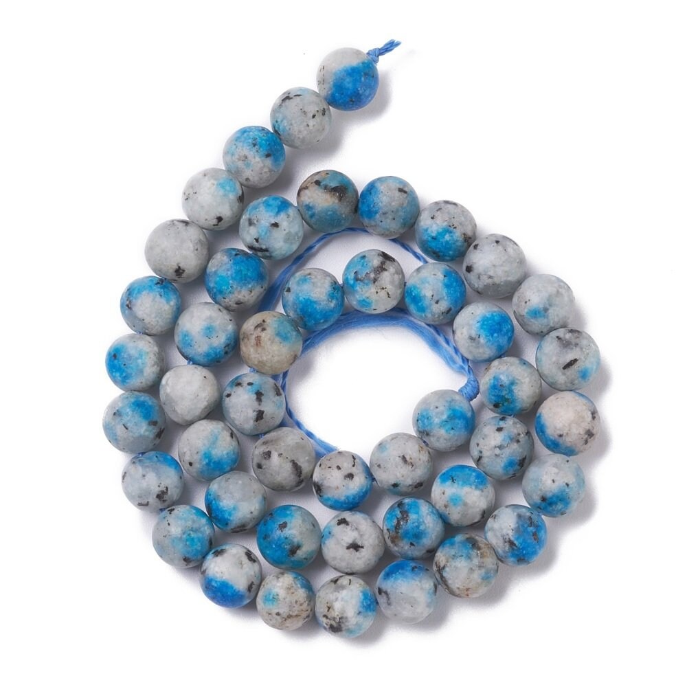 10 Stück Edelstein Perlen, K2 Stein, Granit, Ø 8,5 mm