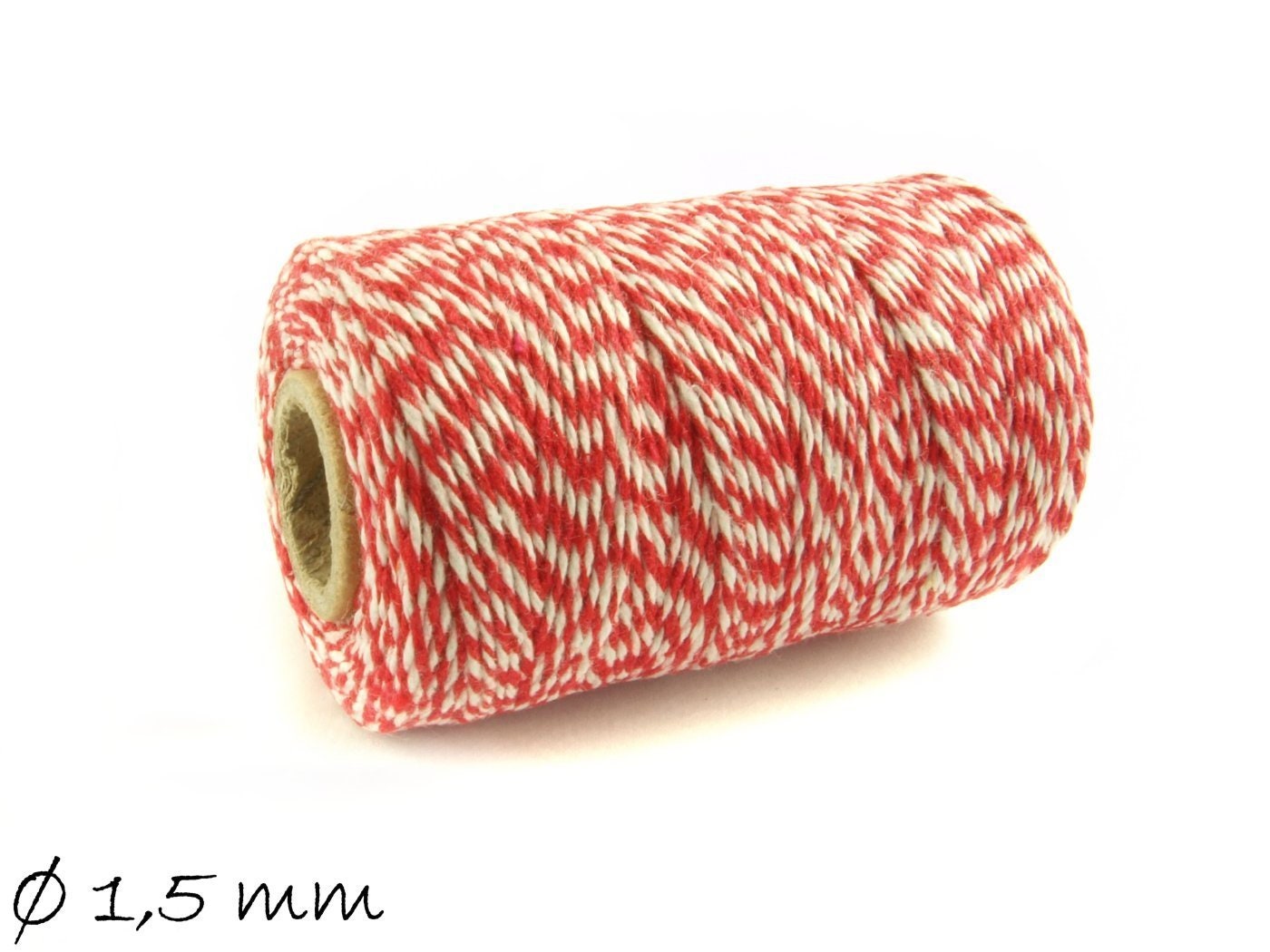 0,05EUR/m - 100 m Baker's Twine, rot-weiß Ø 1,5 mm