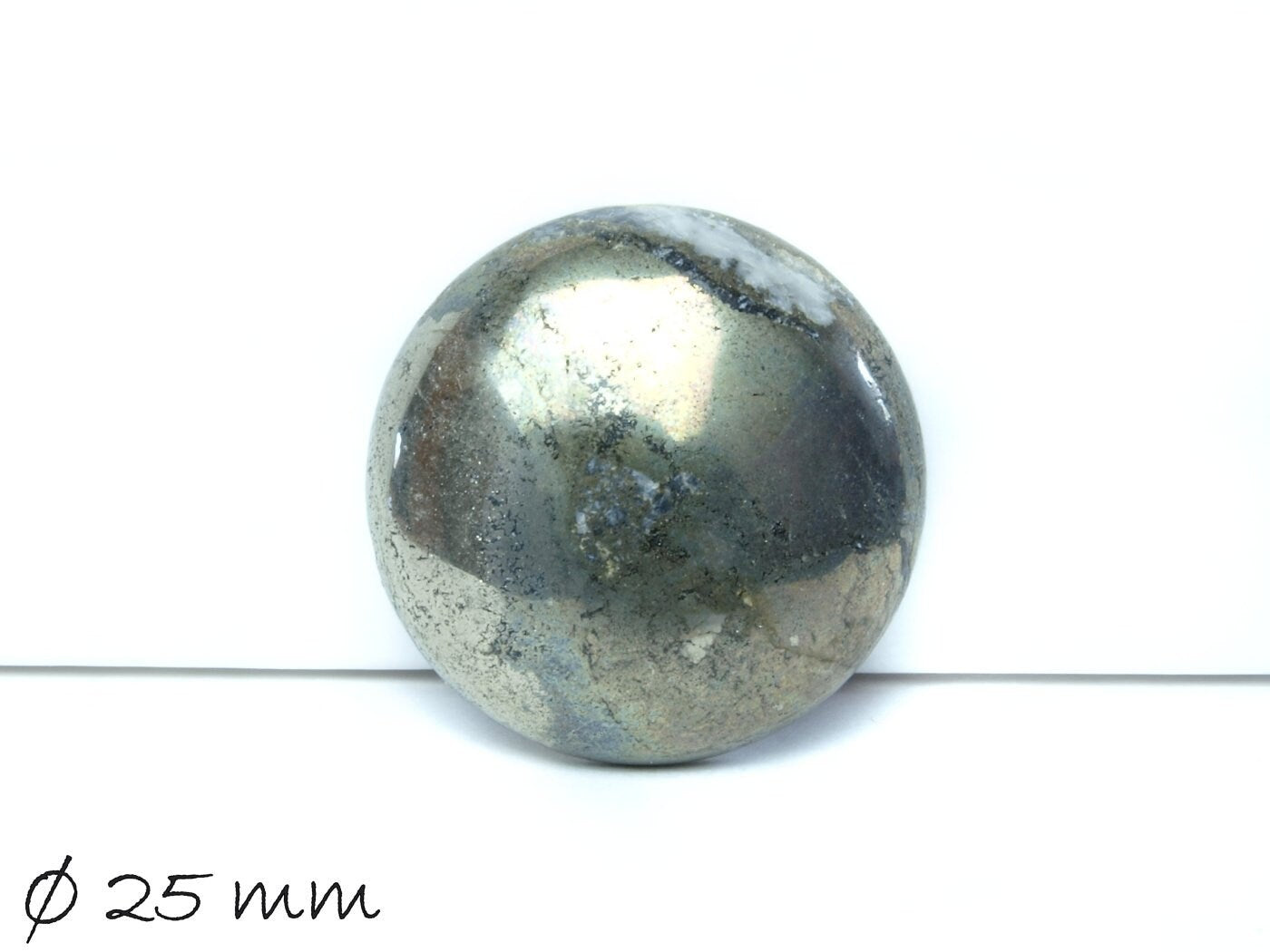 1 Stück Edelstein Cabochon natürliches Pyrit, Ø 25 mm
