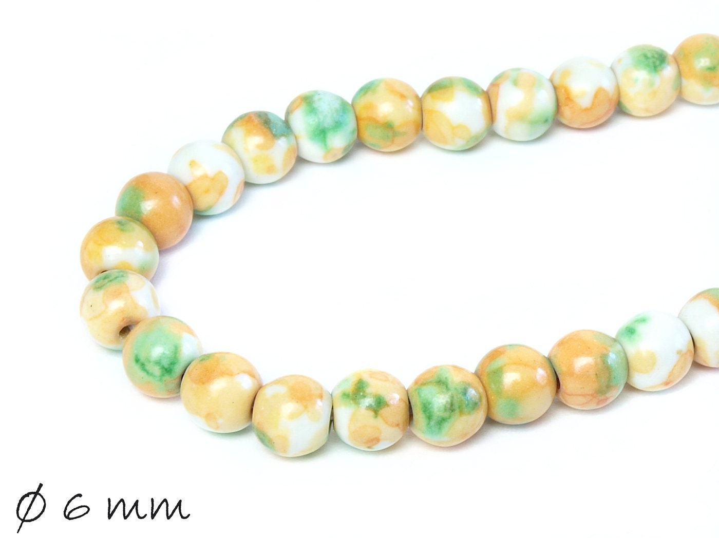 20 Stück natürliche Jadeperlen, verschiedene Farben, Ø 6 mm