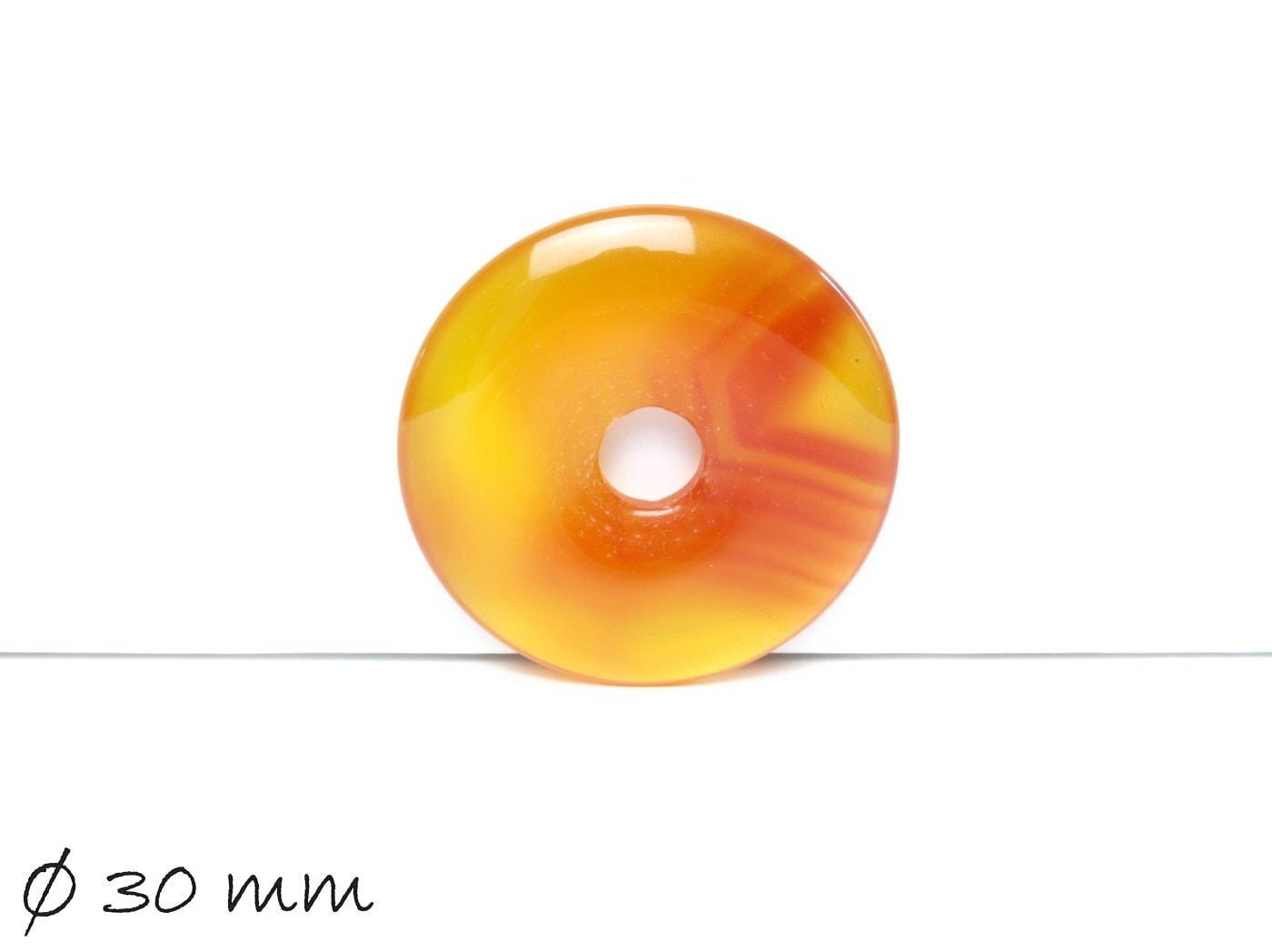 1 Stück Donut Anhänger Edelstein Achat Ø 30 mm, rot-orange