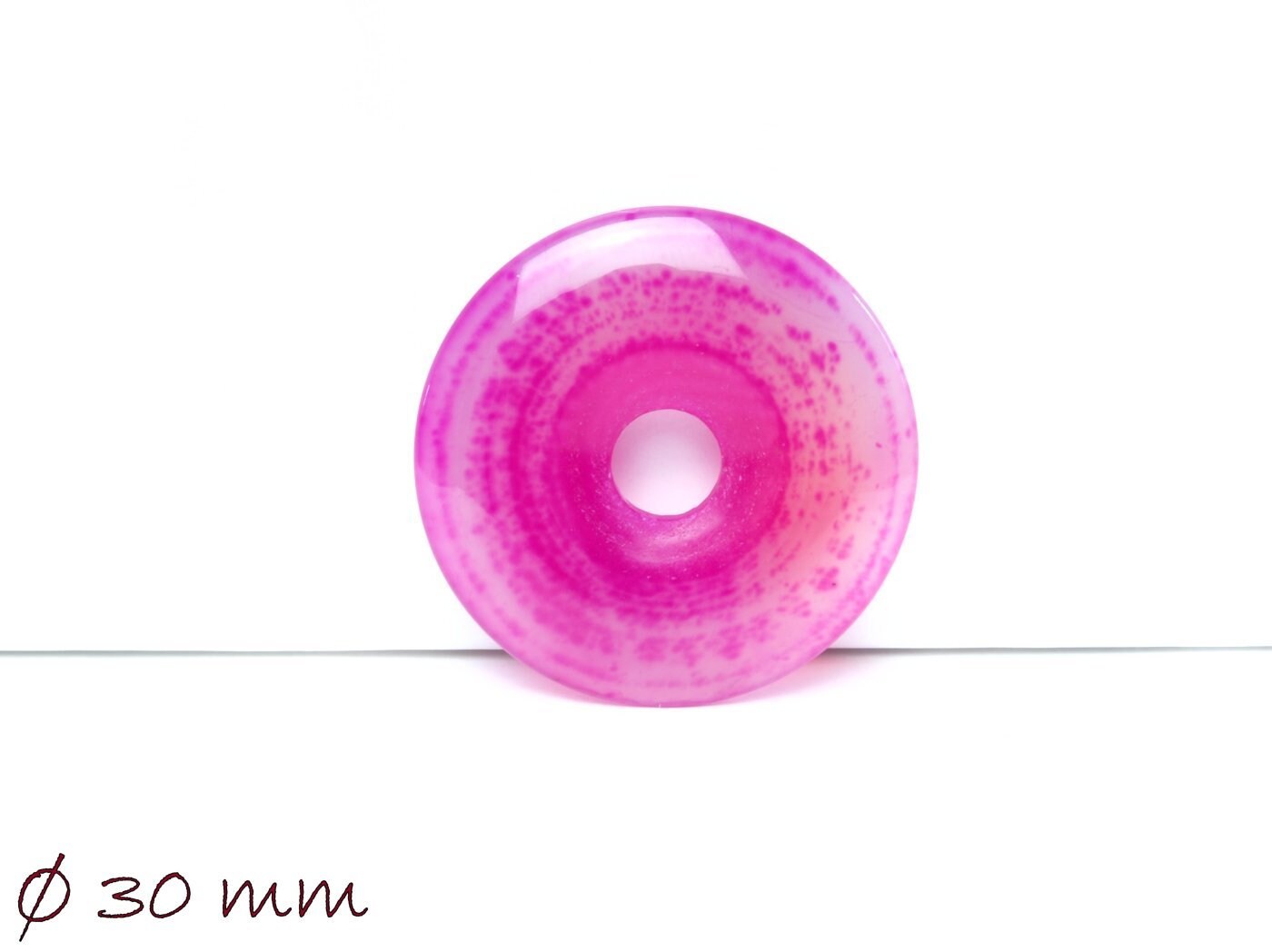 1 Stück Edelstein Donut Anhänger, Achat Ø 30 mm, pink-weiß
