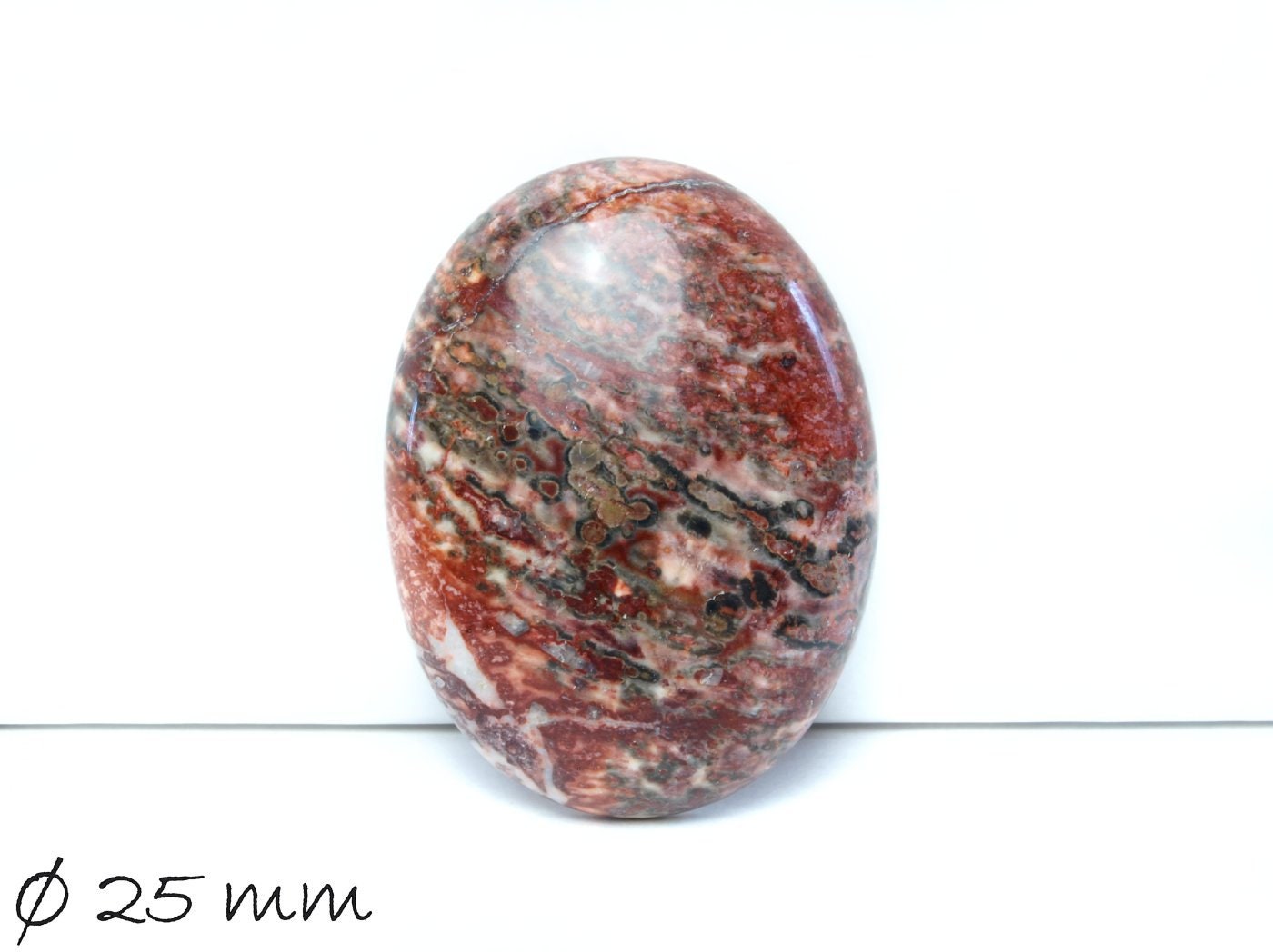 1 Stück Cabochon Leopard Skin Jaspis, 40 x 30 mm