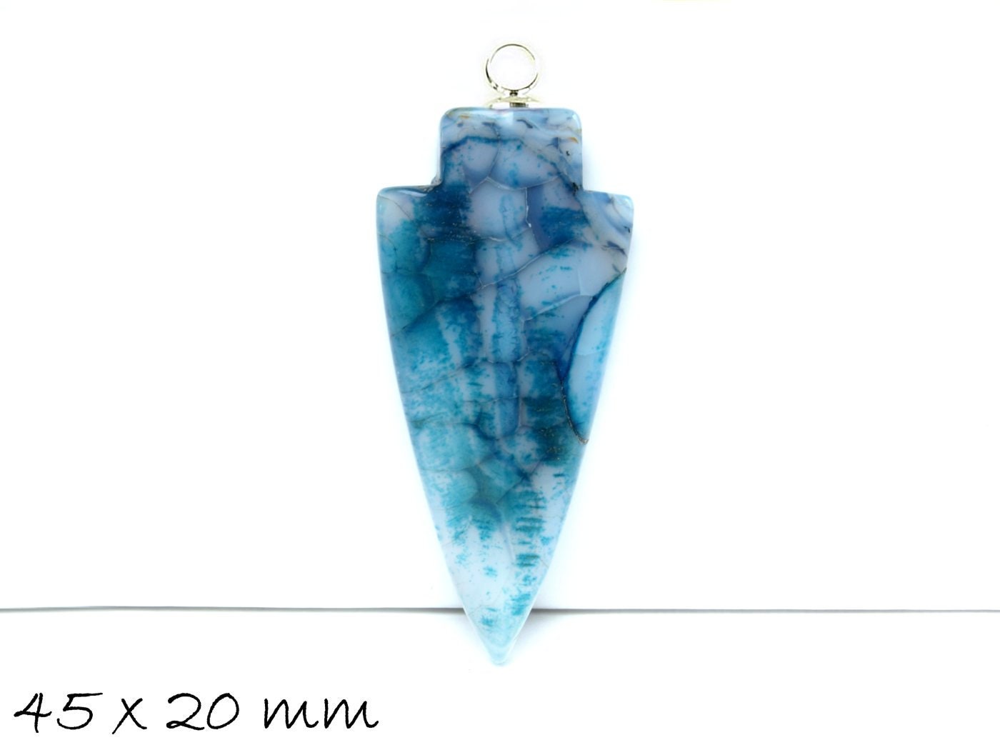 1 Stück Pfeil Anhänger Edelstein Drachenader Achat 40 x 20 mm, blau