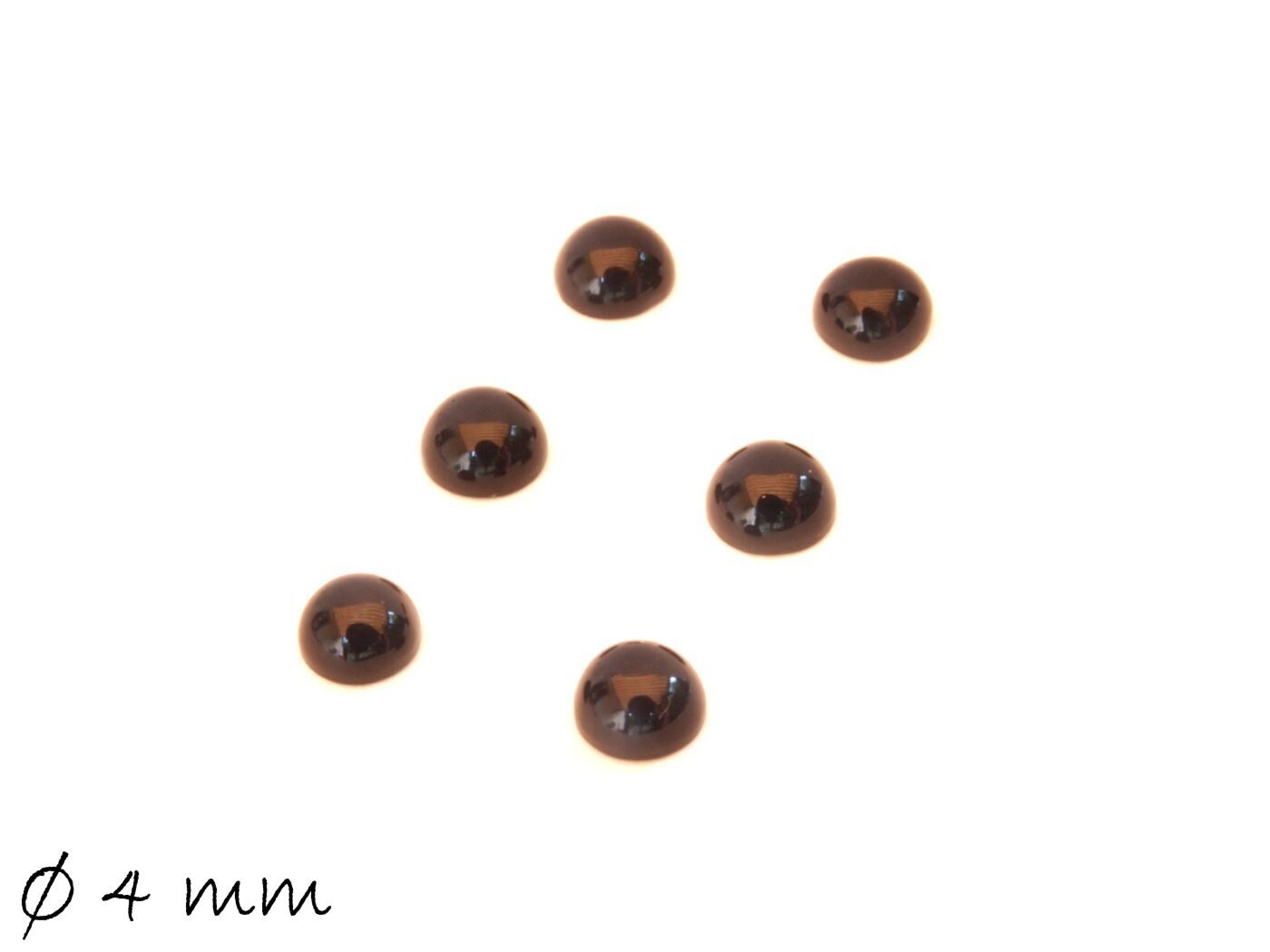 2 Stück Edelstein Cabochons, schwarzer Achat, 4 mm